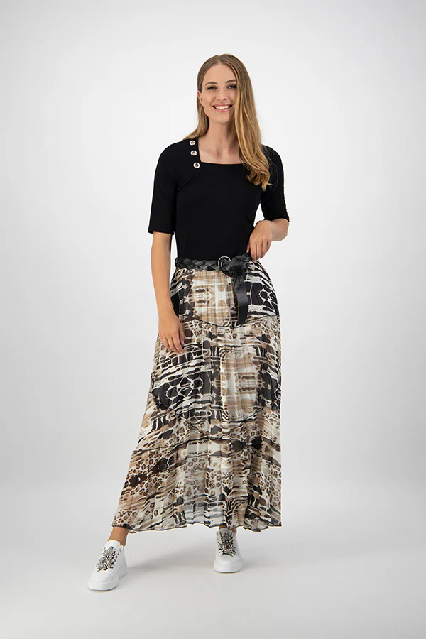 Paula Ryan Panel Pleat Skirt - Leopard - Image 3
