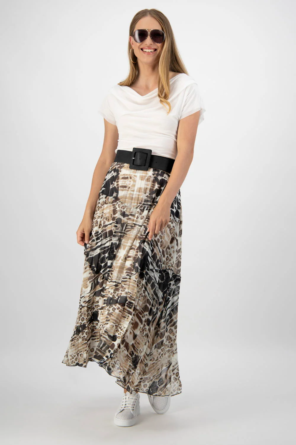 Paula Ryan Panel Pleat Skirt - Leopard - Image 4