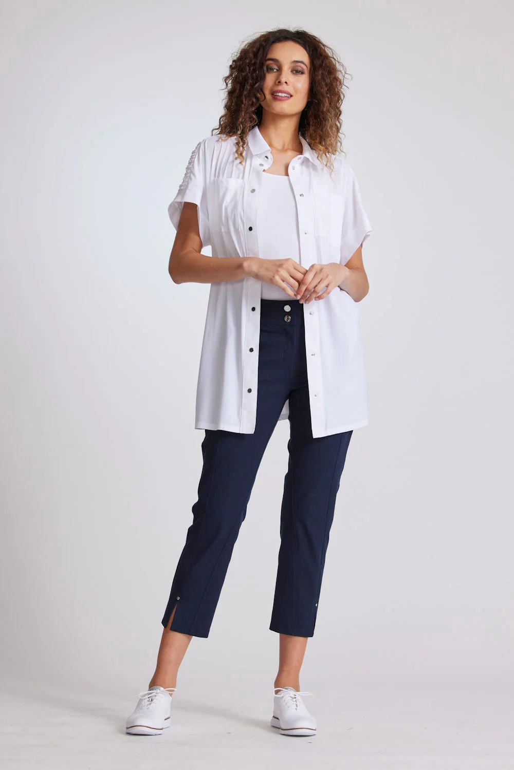 Paula Ryan Panelled Crop Jean - Navy - Image 3