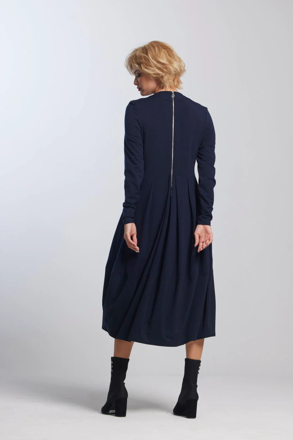 Paula Ryan Panelled Tulip Hem Dress - French Navy - Image 7