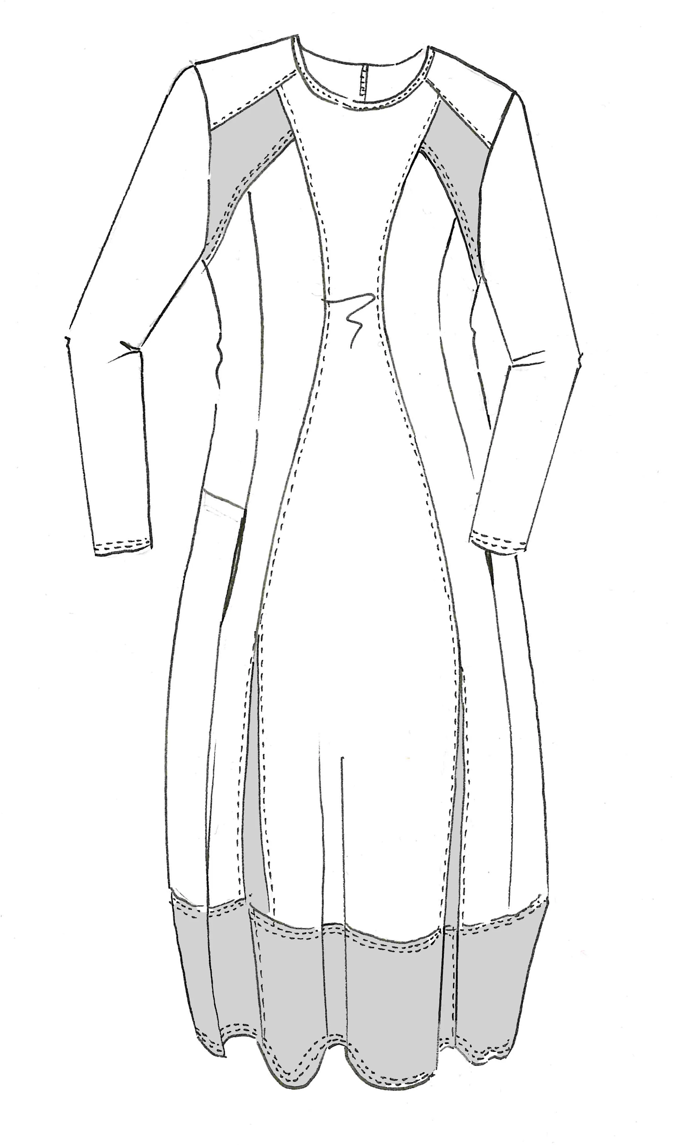 Paula Ryan Panelled Tulip Hem Dress - Starling Merino - Image 3
