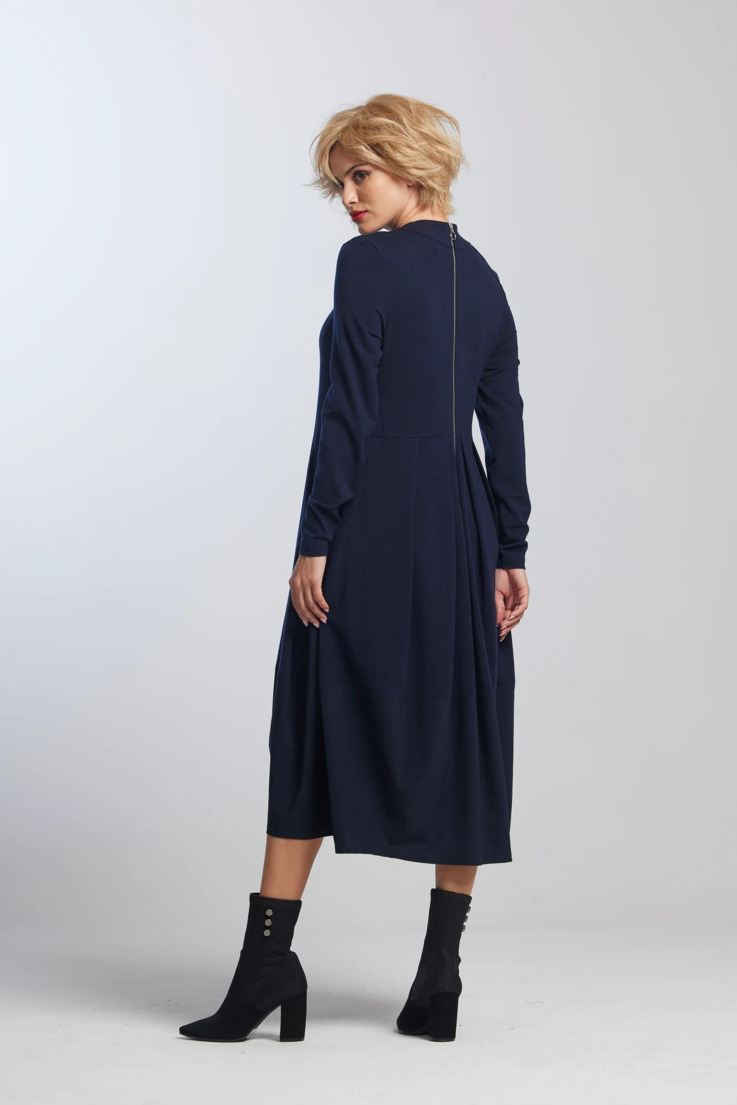 Paula Ryan Panelled Tulip Hem Dress - Starling Merino - Image 4