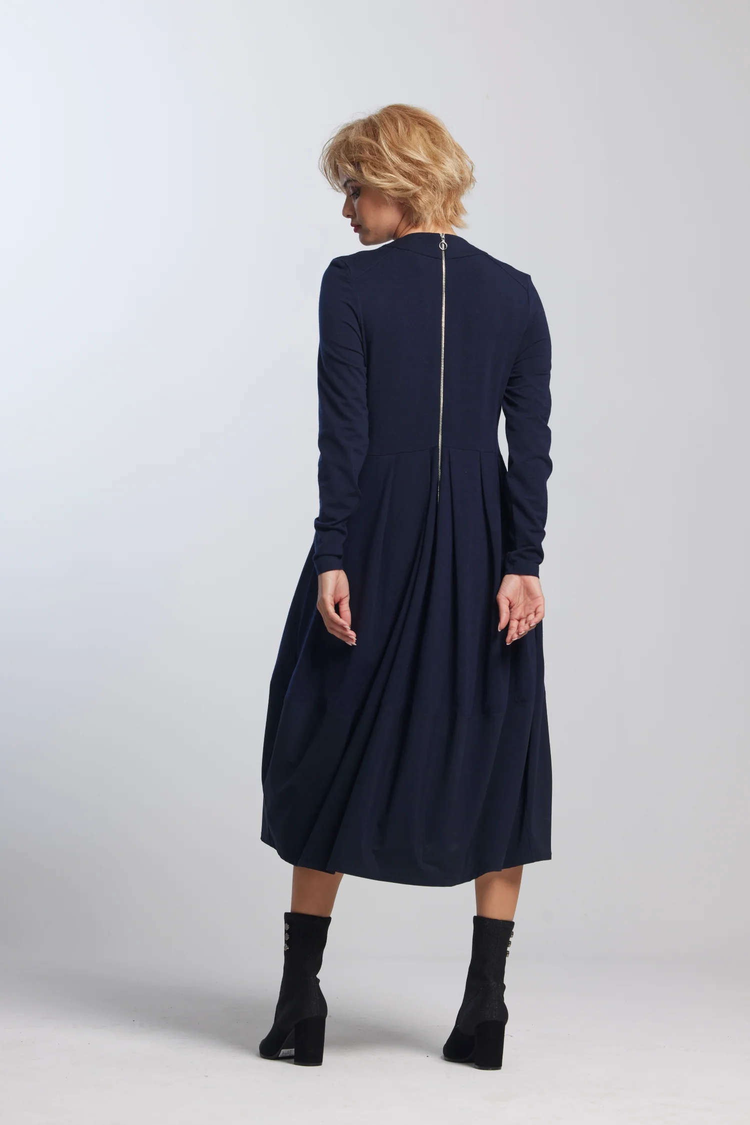 Paula Ryan Panelled Tulip Hem Dress - Starling Merino - Image 6