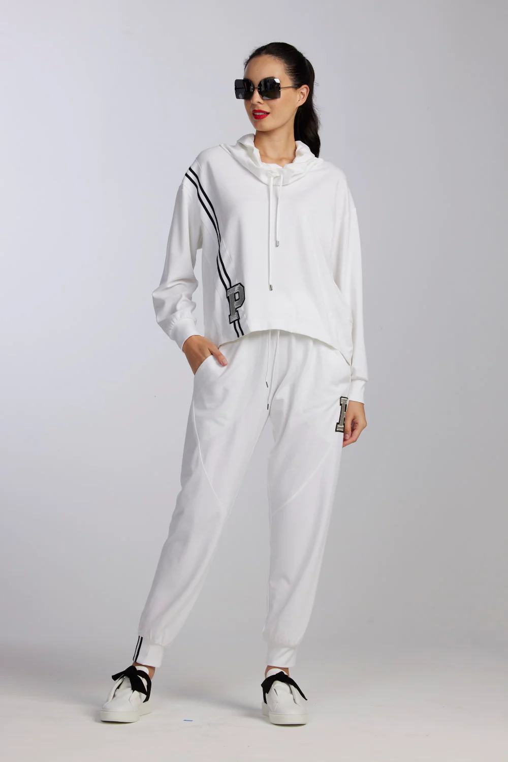 Paula Ryan Roma Lite Cowl Neck Sweater -White - Image 2