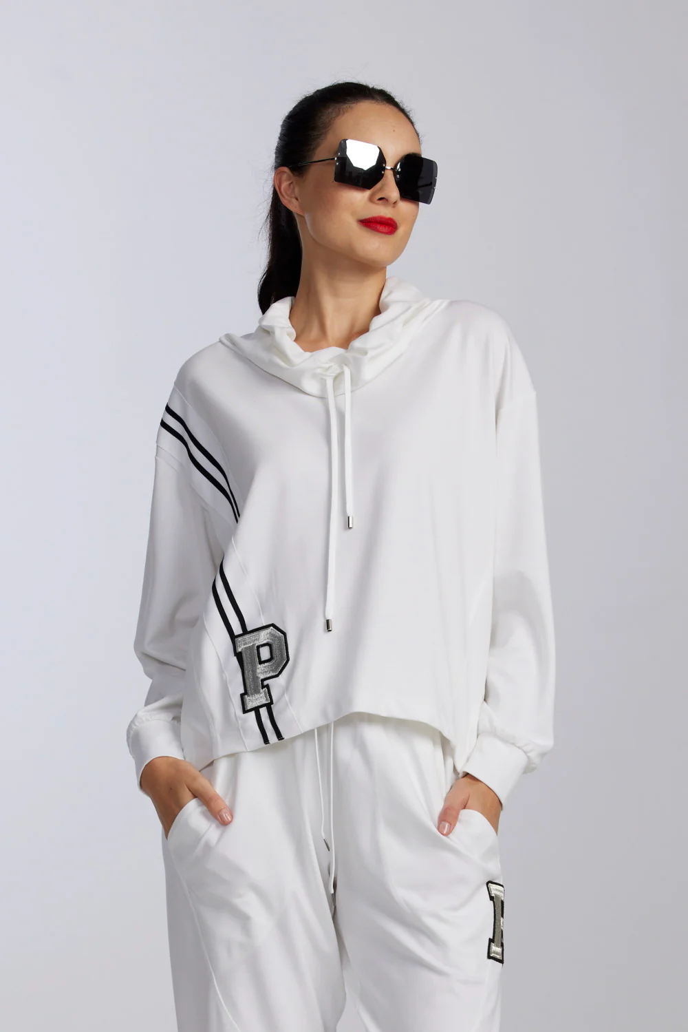 Paula Ryan Roma Lite Cowl Neck Sweater -White - Image 6