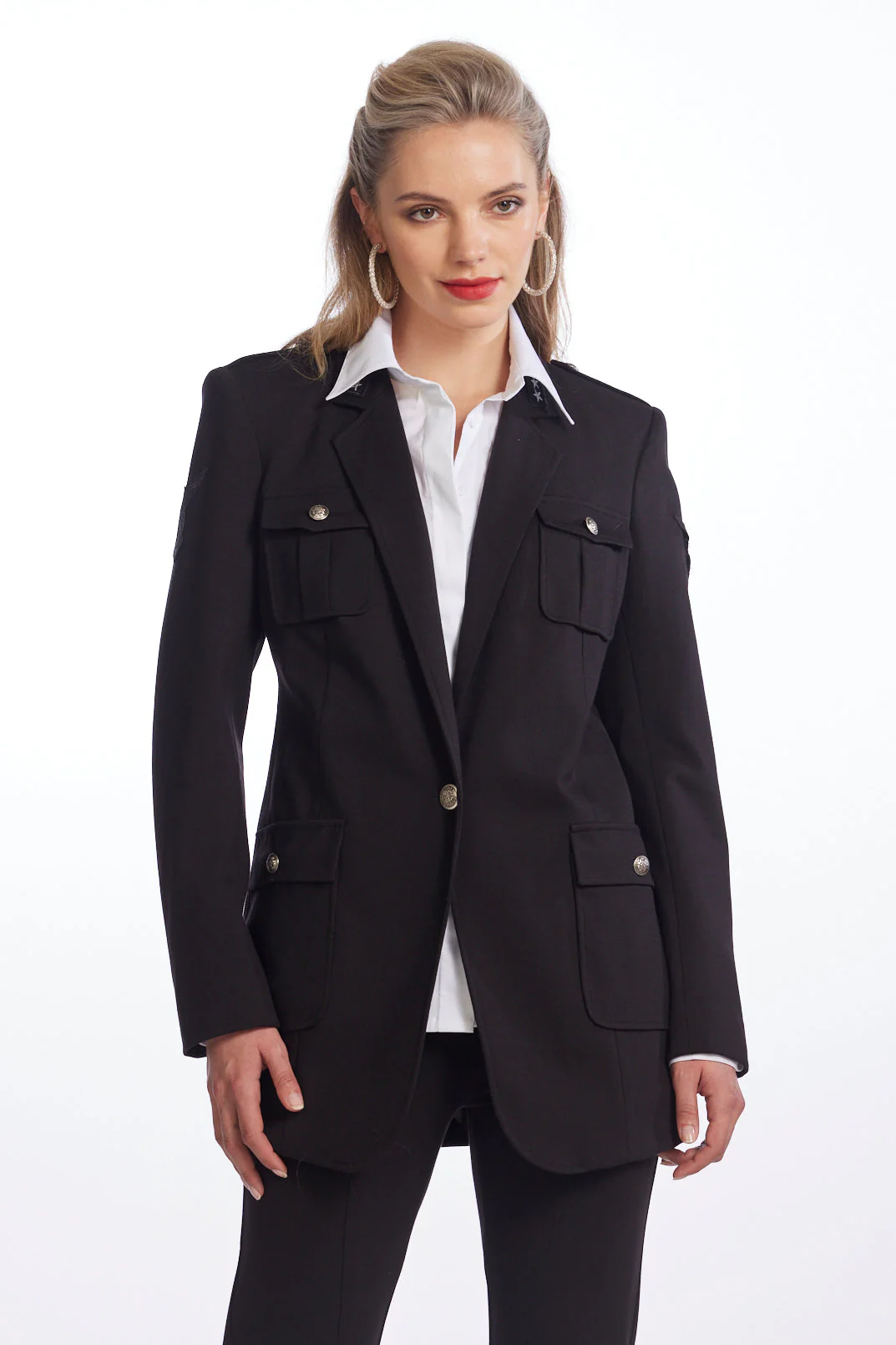 PAULA RYAN Roma Military Blazer - Black