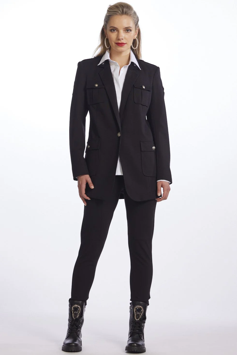 PAULA RYAN Roma Military Blazer - Black - Image 3