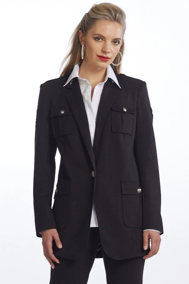 PAULA RYAN Roma Military Blazer - Black - Image 4