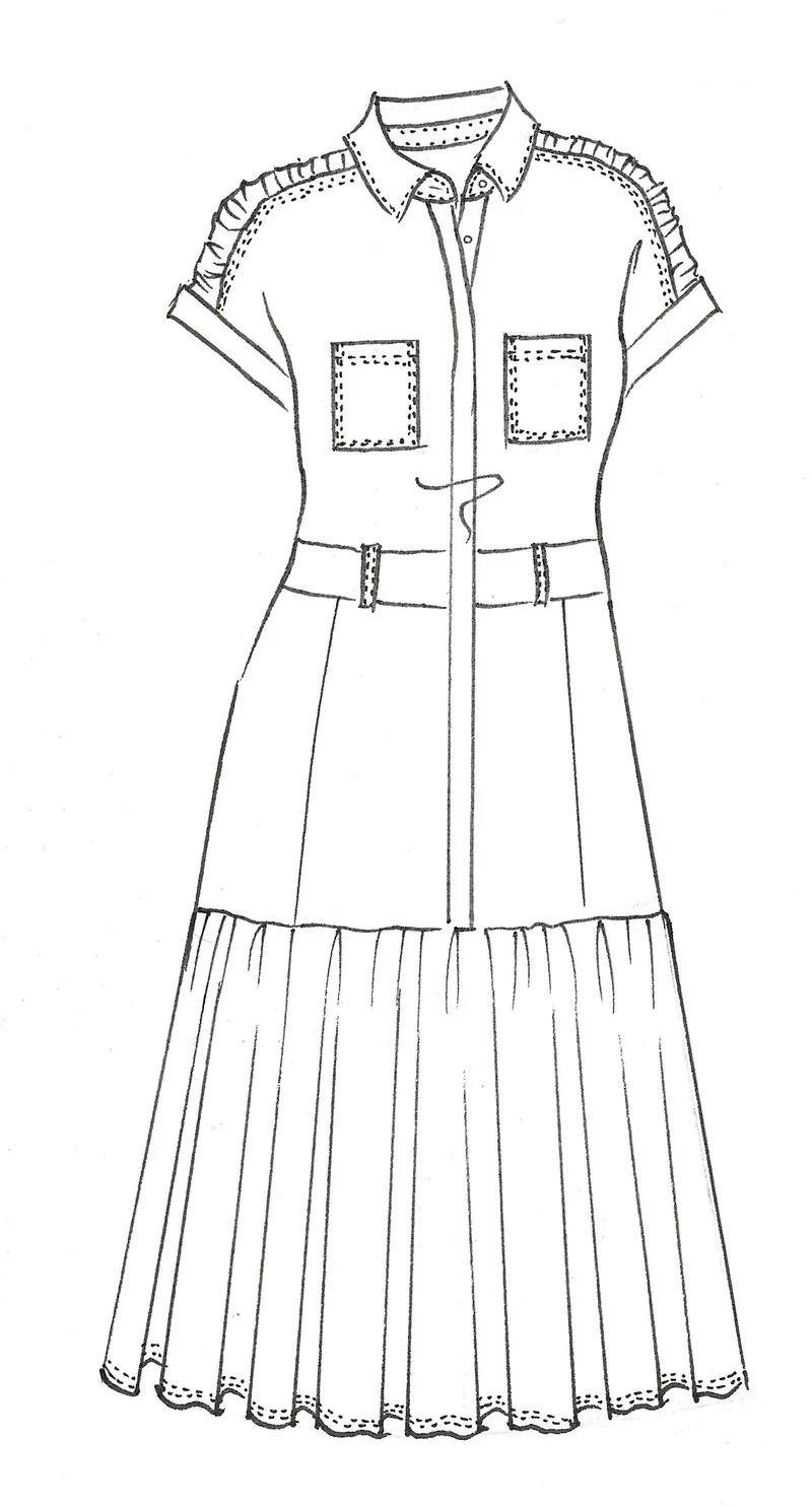 Paula Ryan Rouched Cap Sleeve Dress - Navy - Image 2