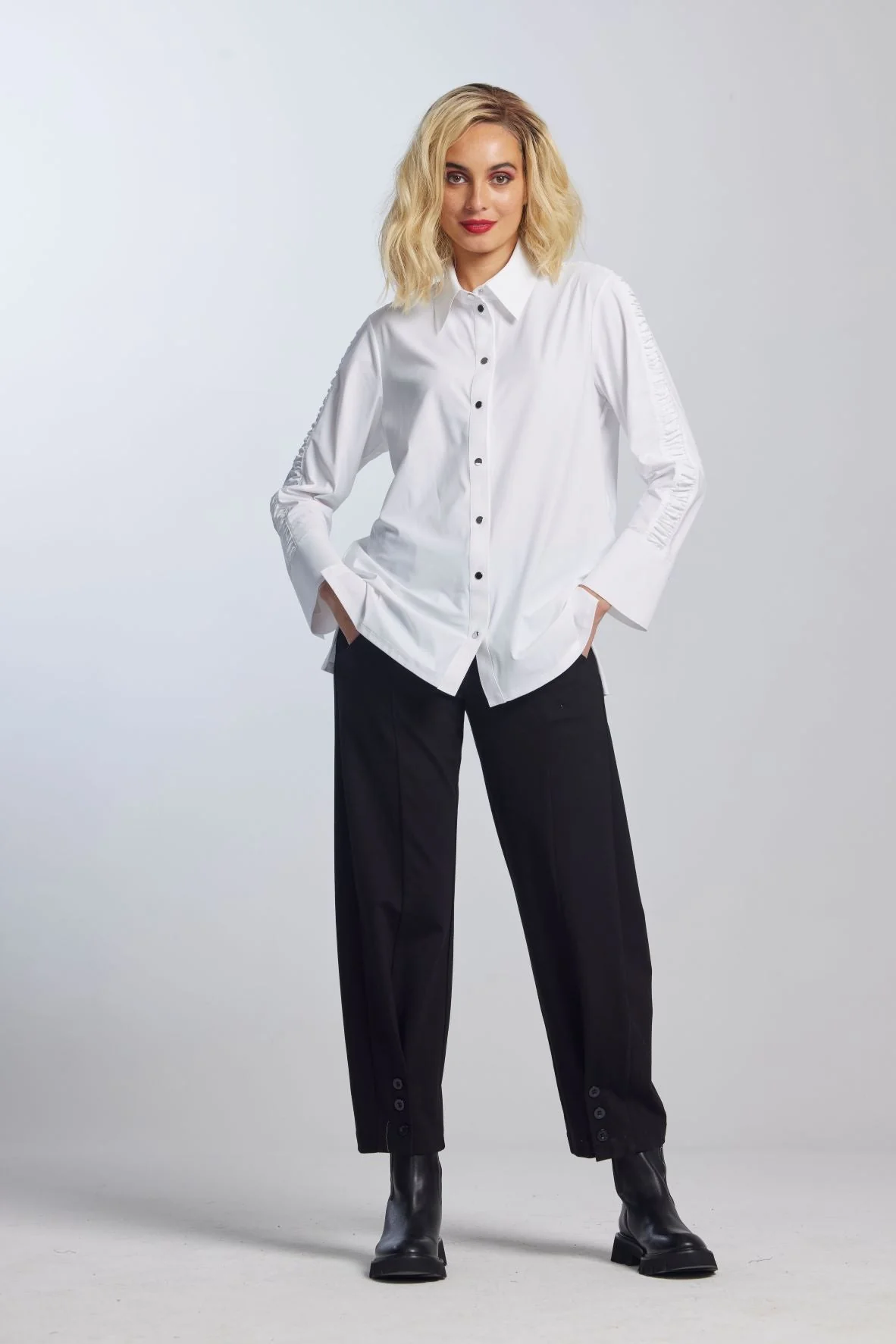 Paula Ryan Rouched Sleeve Shirt