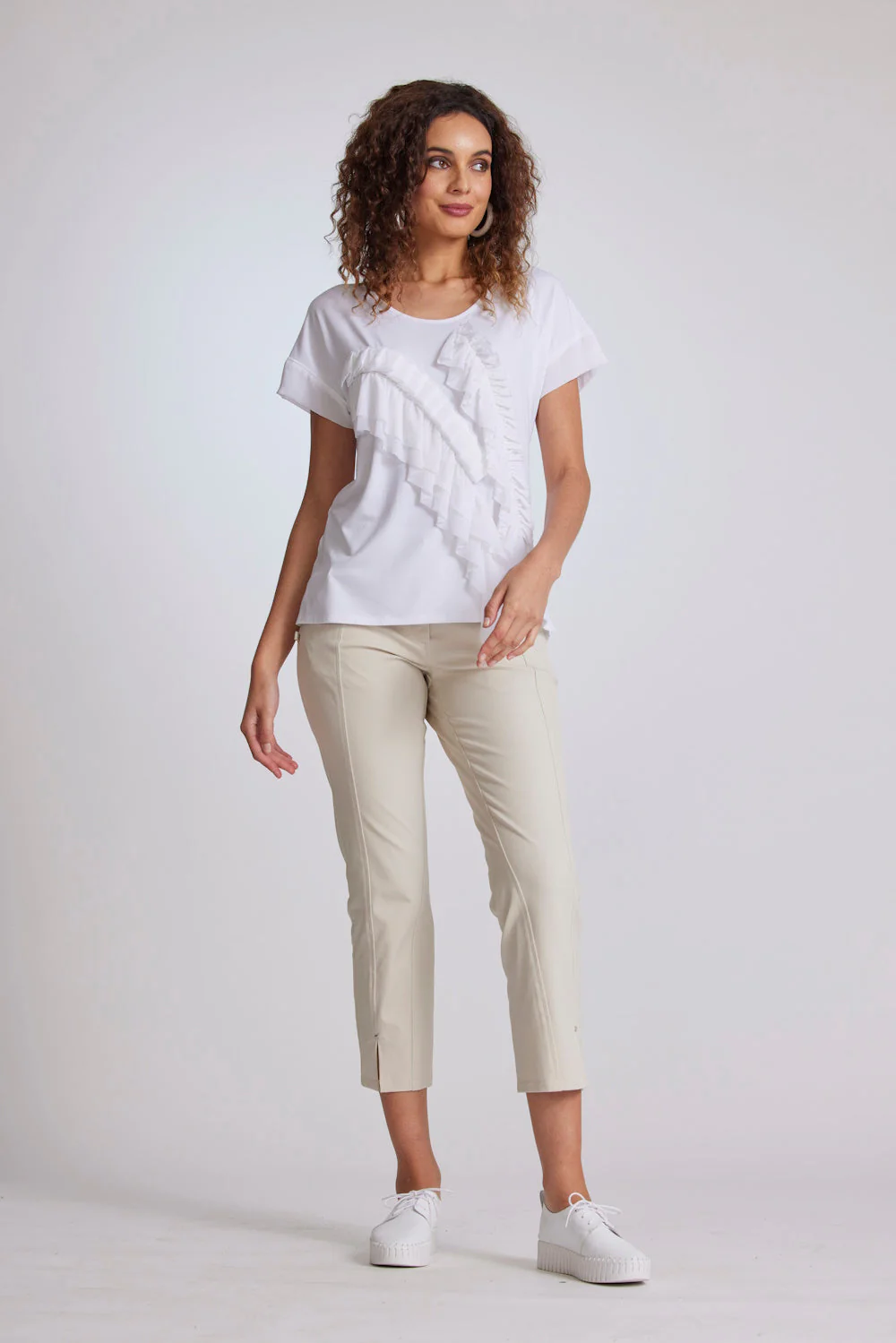 Paula Ryan Ruffle Front Top - White - Image 2