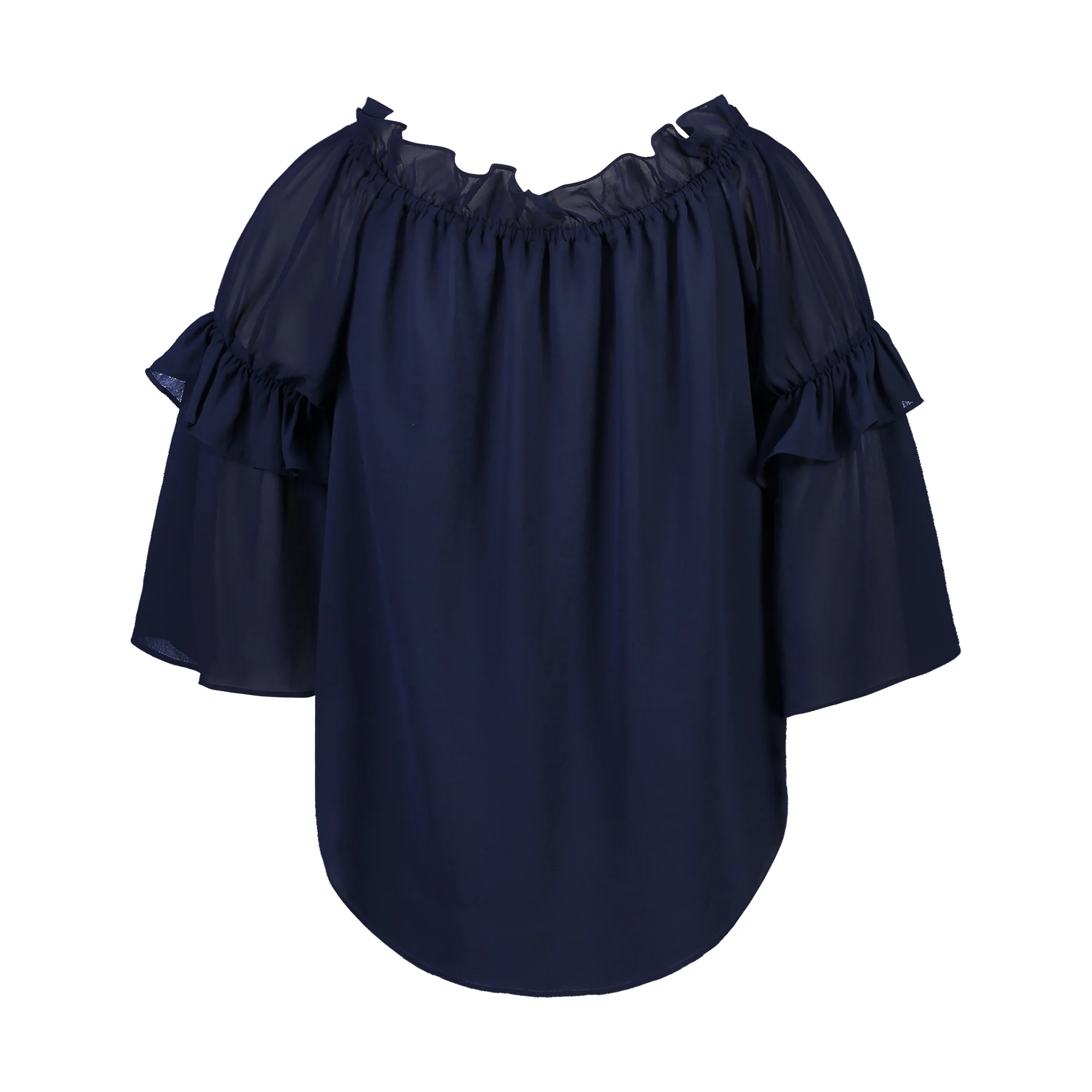 Paula Ryan Ruffle Neck Blouse - Black