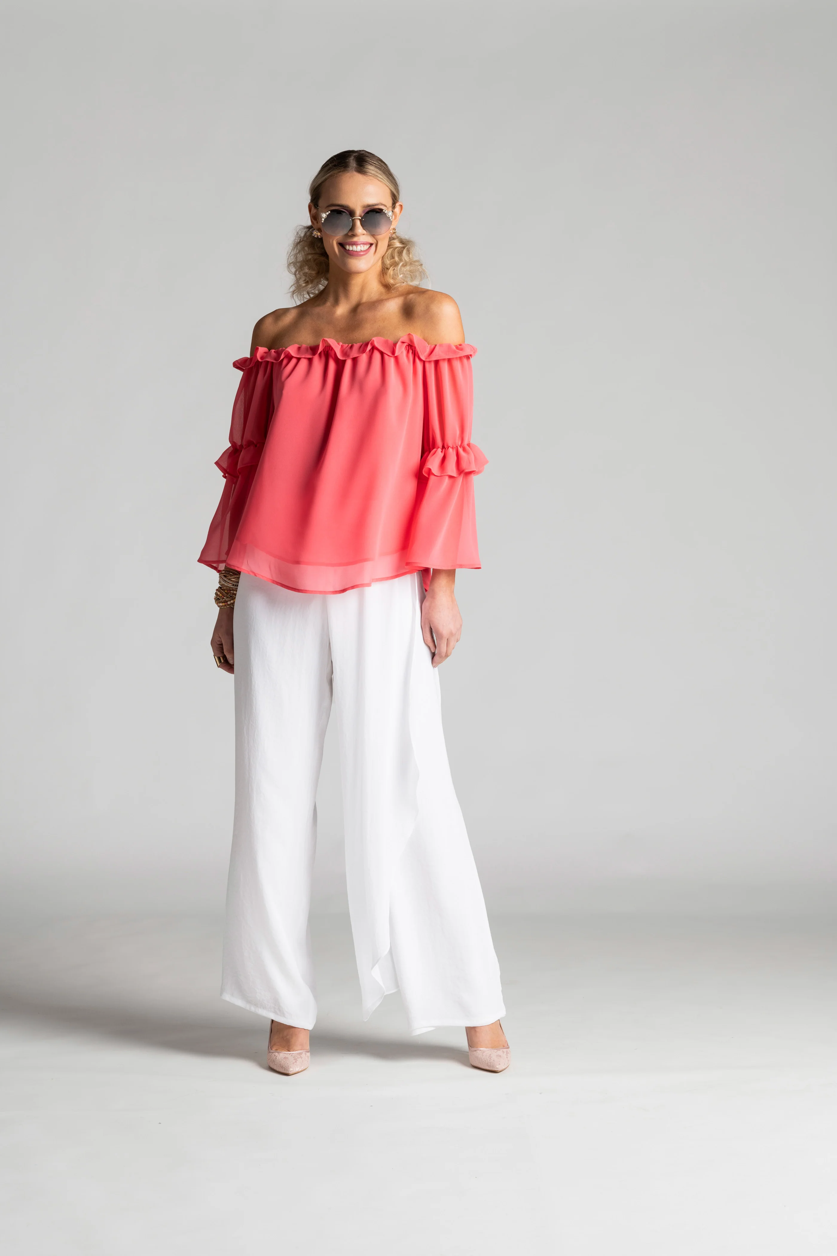 Paula Ryan Ruffle Neck Blouse - Grenadine - Image 4