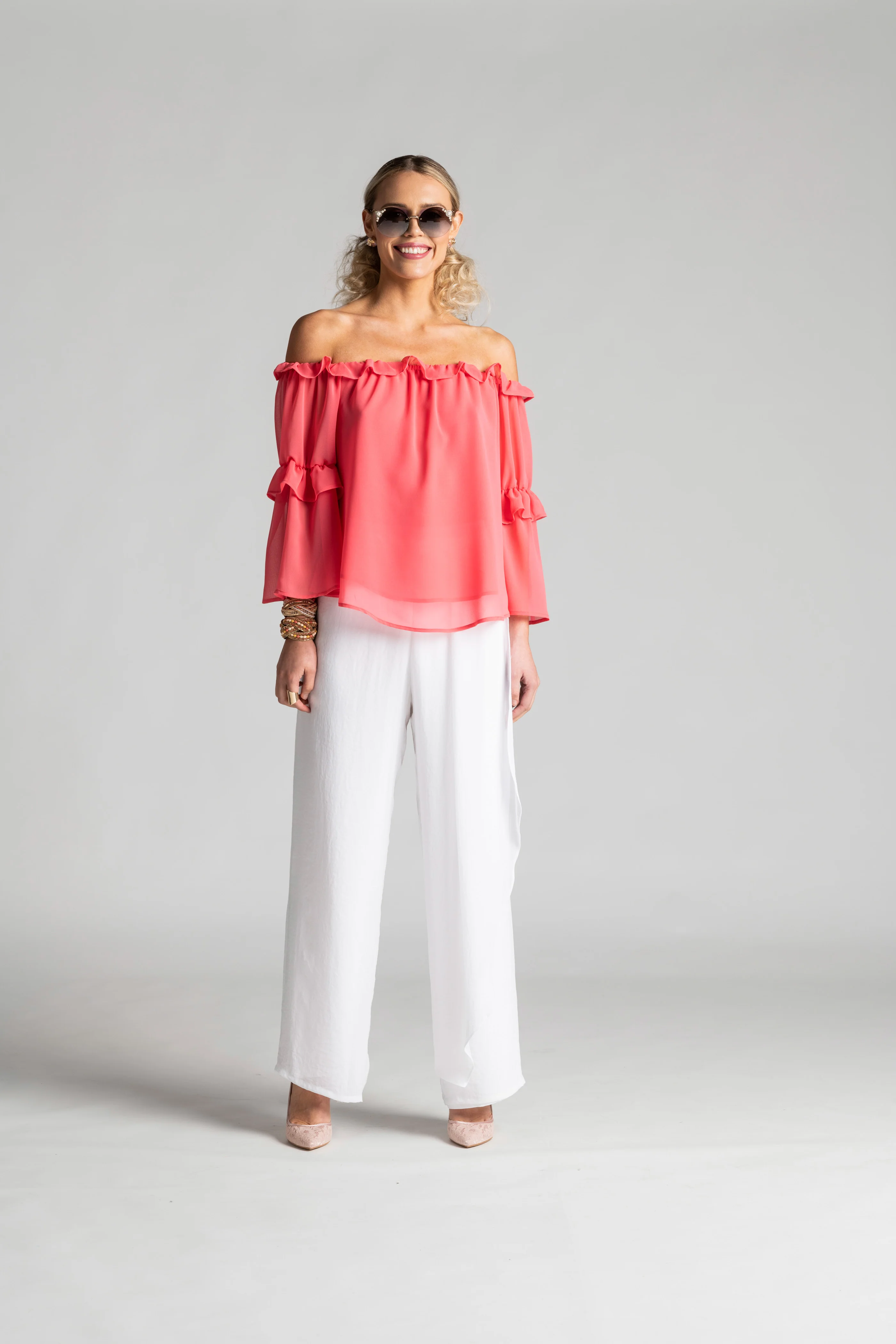 Paula Ryan Ruffle Neck Blouse - Grenadine - Image 5