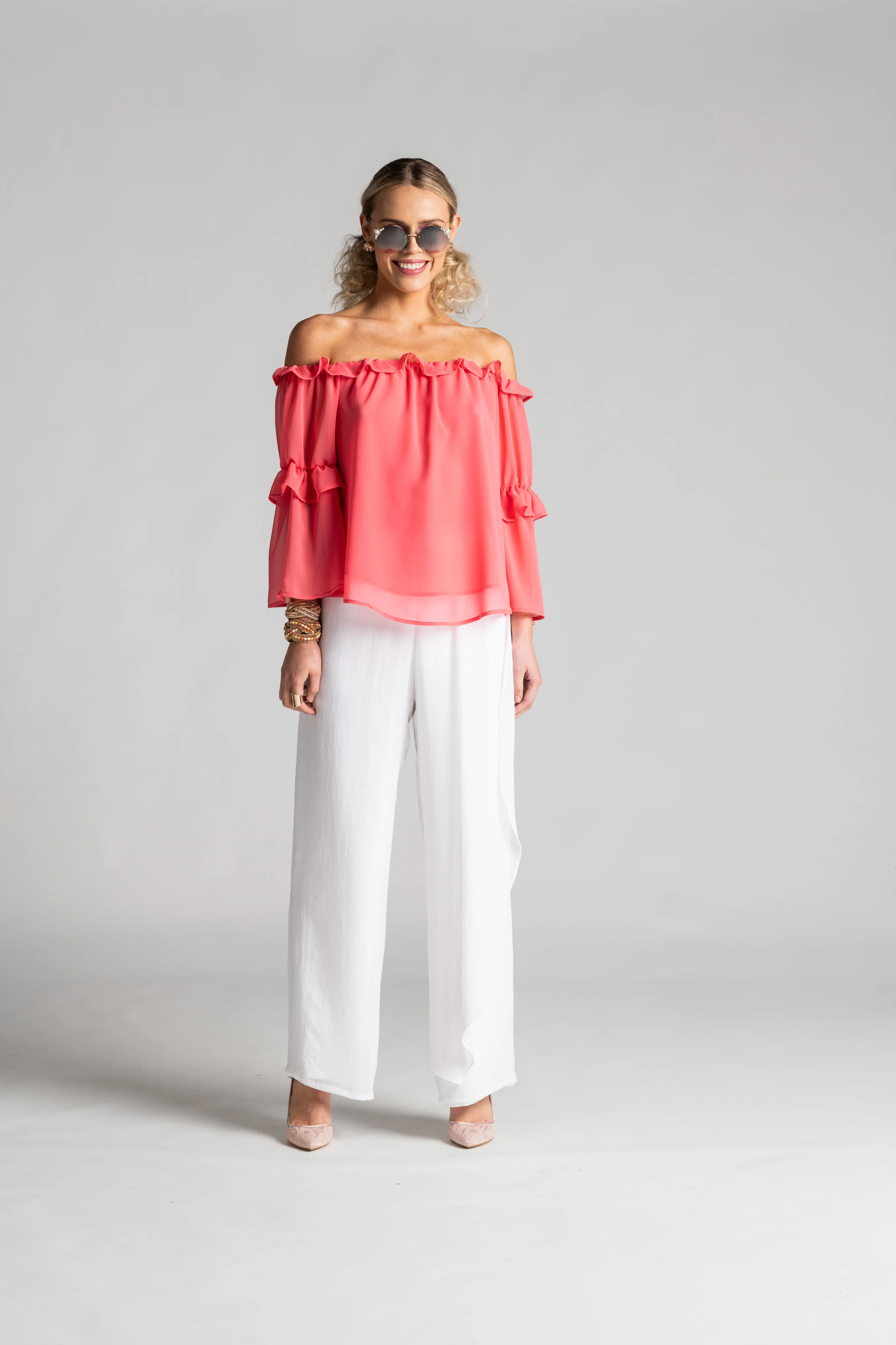 Paula Ryan Ruffle Neck Blouse - Grenadine - Image 6