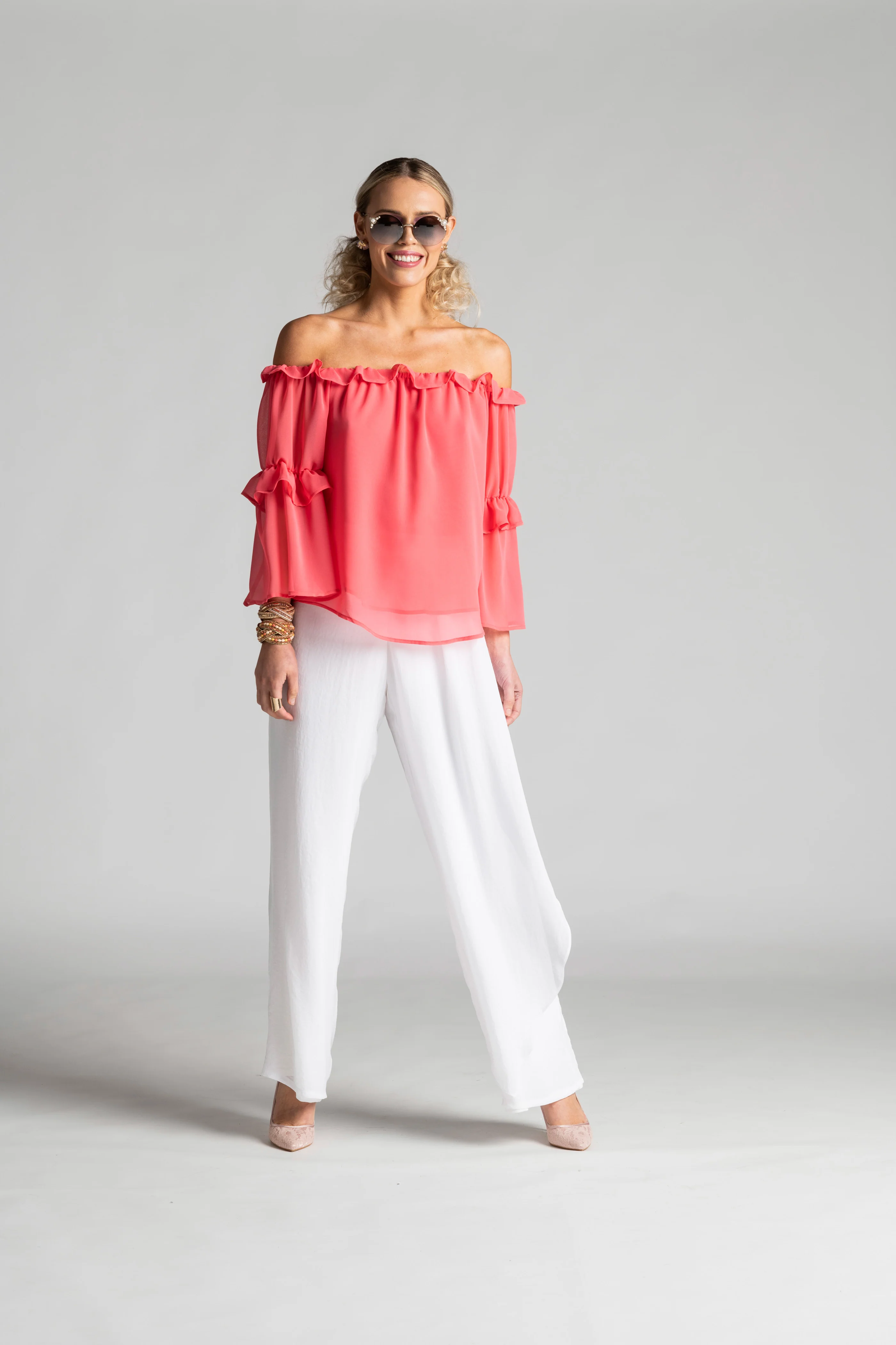 Paula Ryan Ruffle Neck Blouse - Grenadine - Image 7