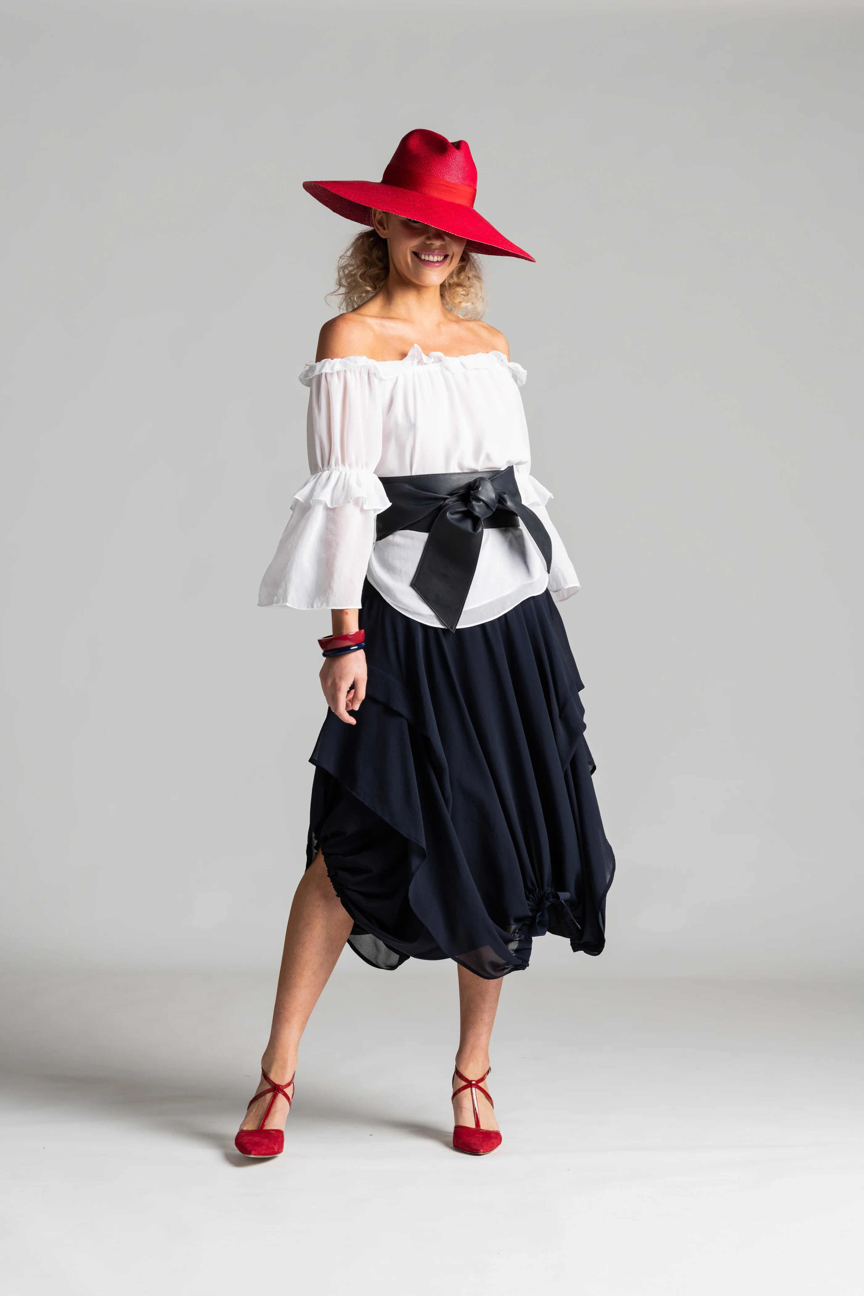 Paula Ryan Ruffle Neck Blouse - White - Image 2