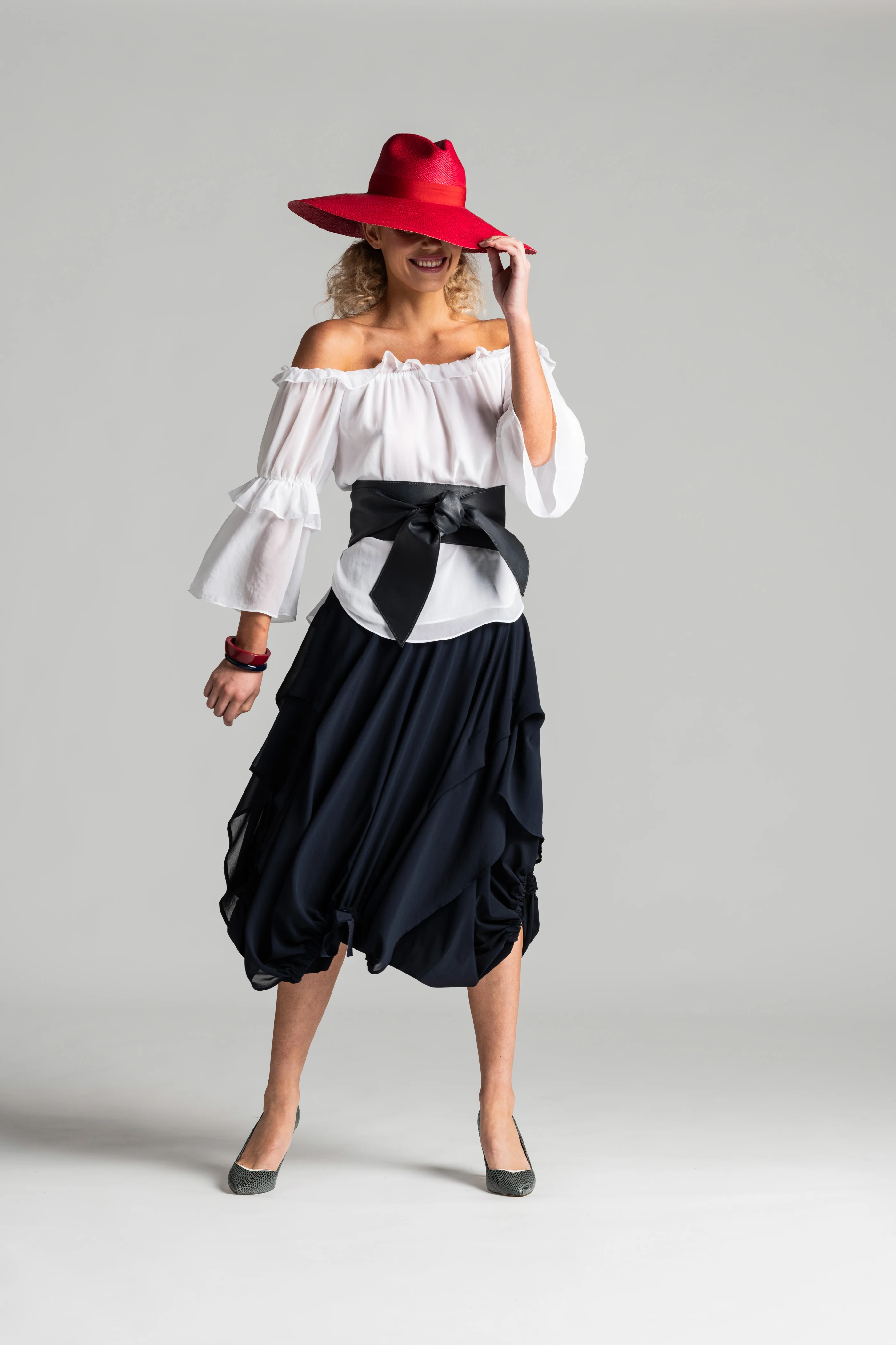Paula Ryan Ruffle Neck Blouse - White - Image 3