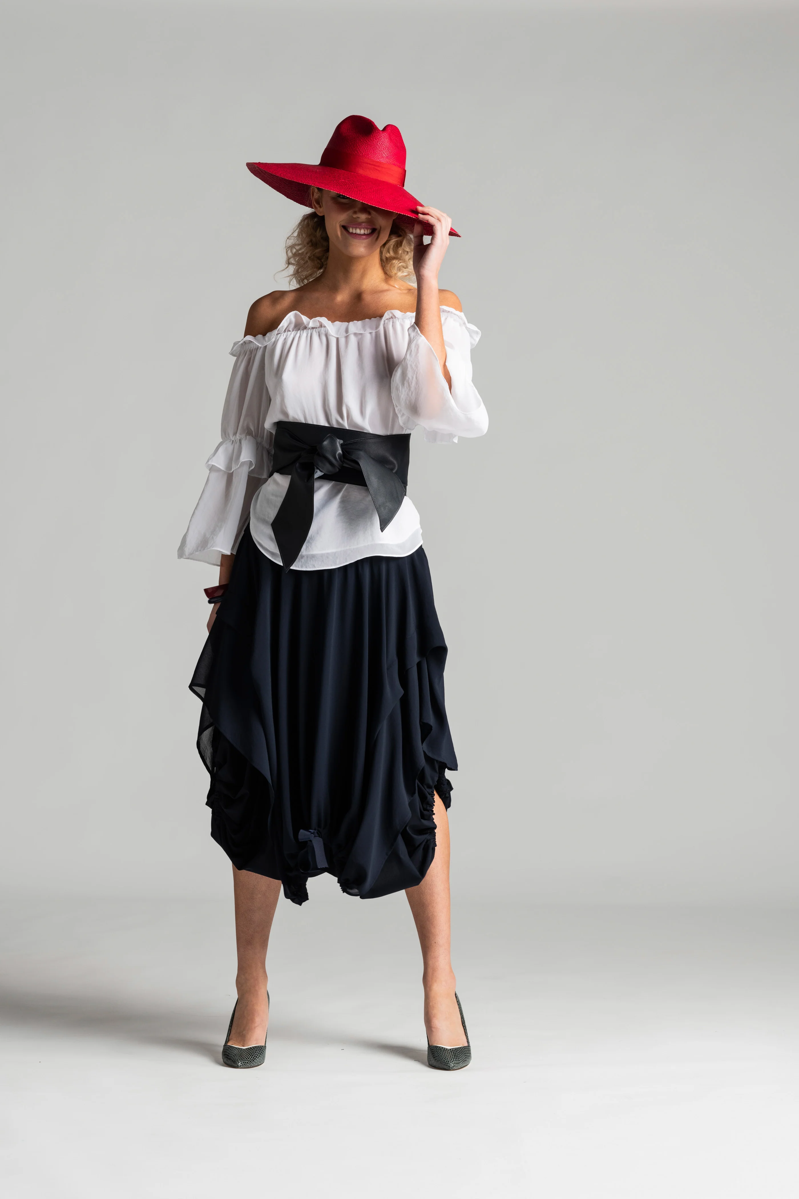 Paula Ryan Ruffle Neck Blouse - White - Image 4