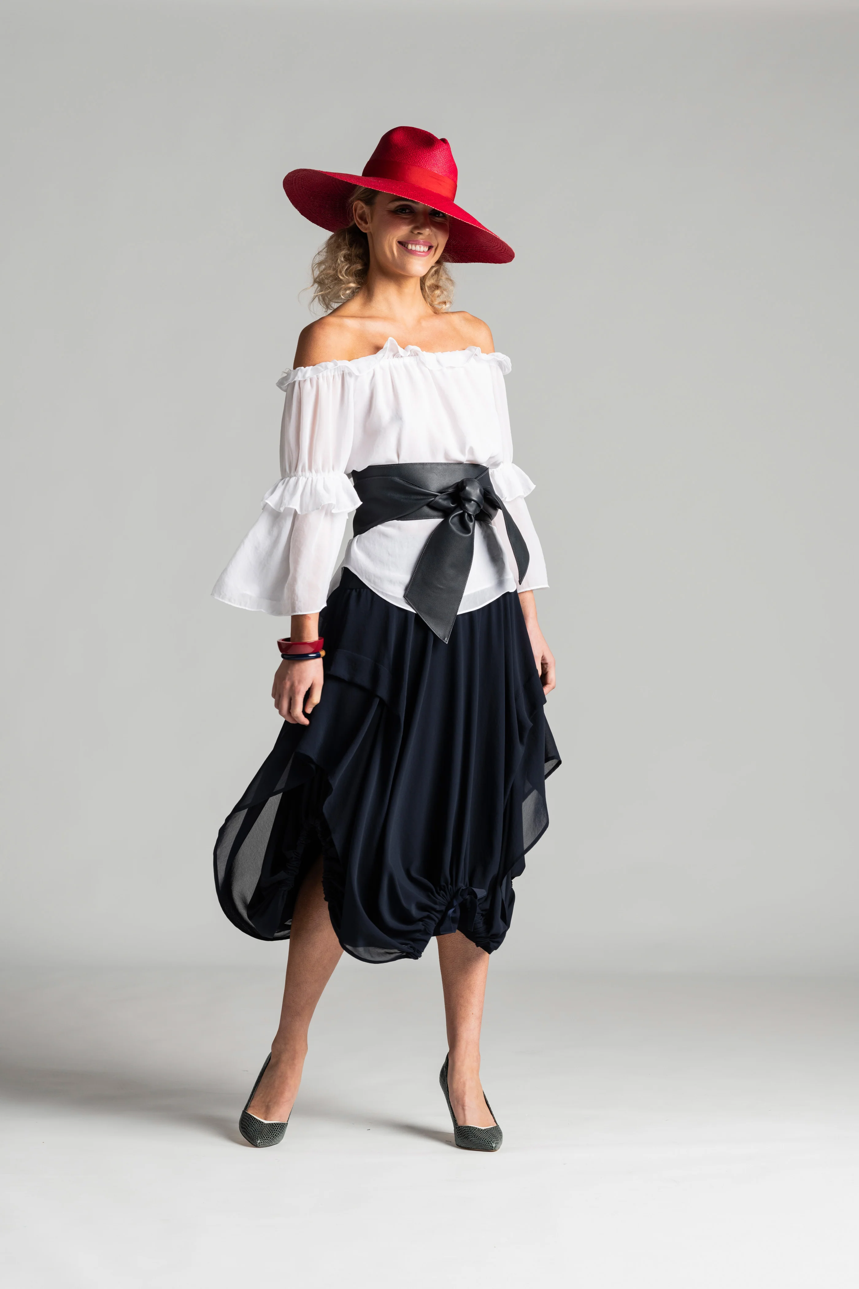 Paula Ryan Ruffle Neck Blouse - White - Image 6