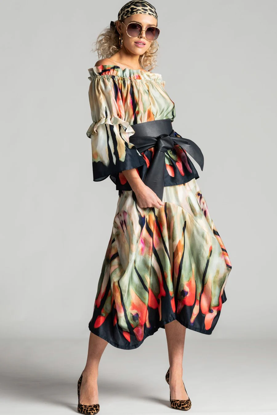 Paula Ryan Ruffle Neck Print Blouse - Image 3