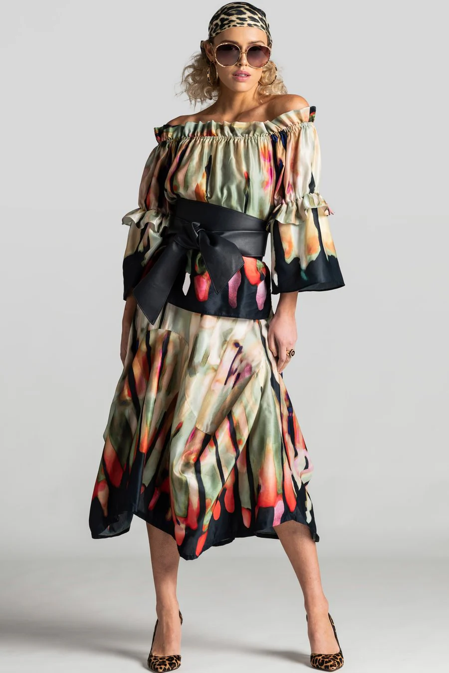 Paula Ryan Ruffle Neck Print Blouse - Image 4