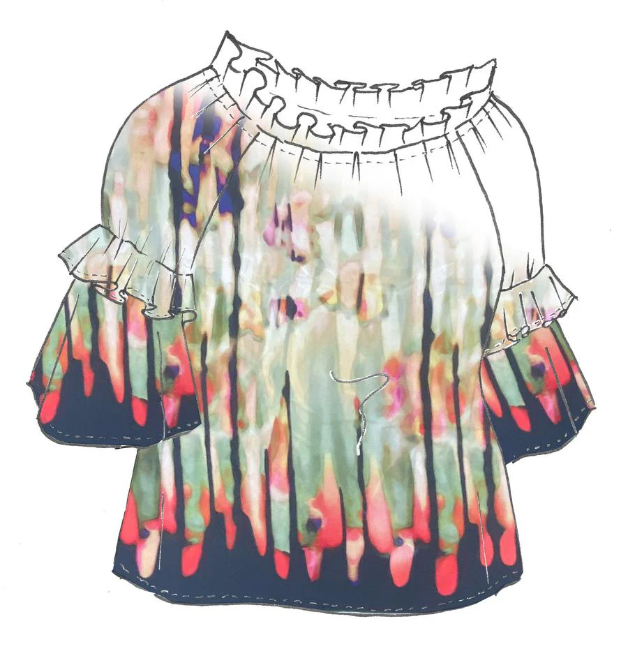 Paula Ryan Ruffle Neck Print Blouse - Image 7