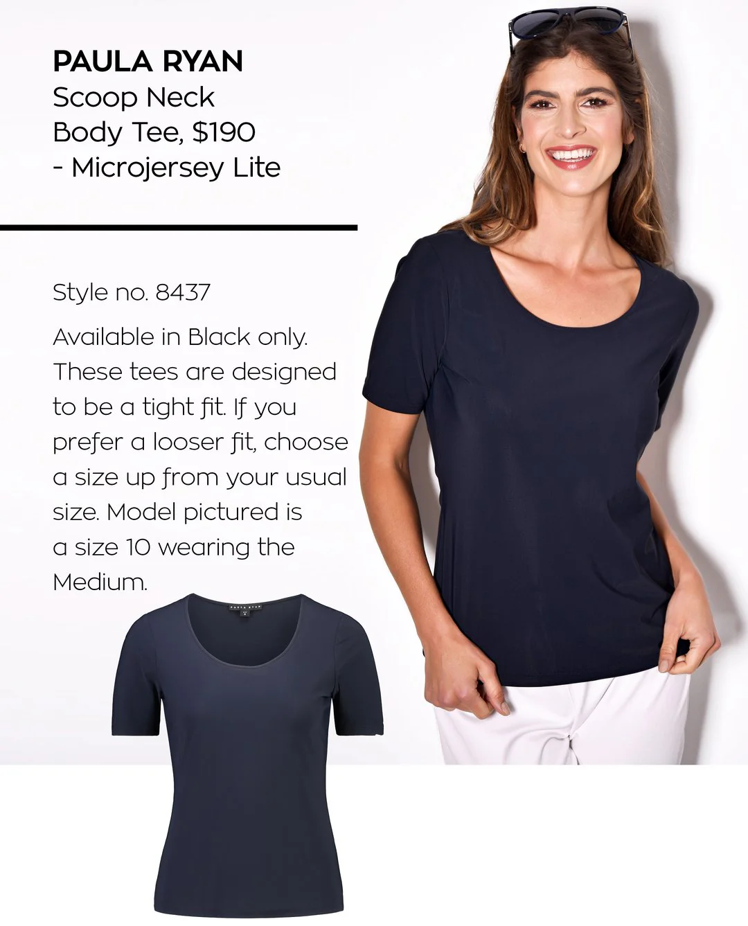 Paula Ryan Scoop Neck Body Tee - Black - Image 2