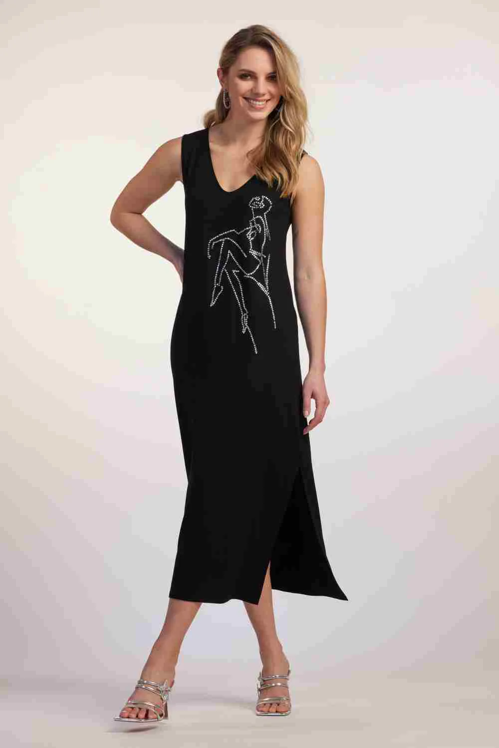 Paula Ryan Scoop V Bling Sheath Dress - Navy