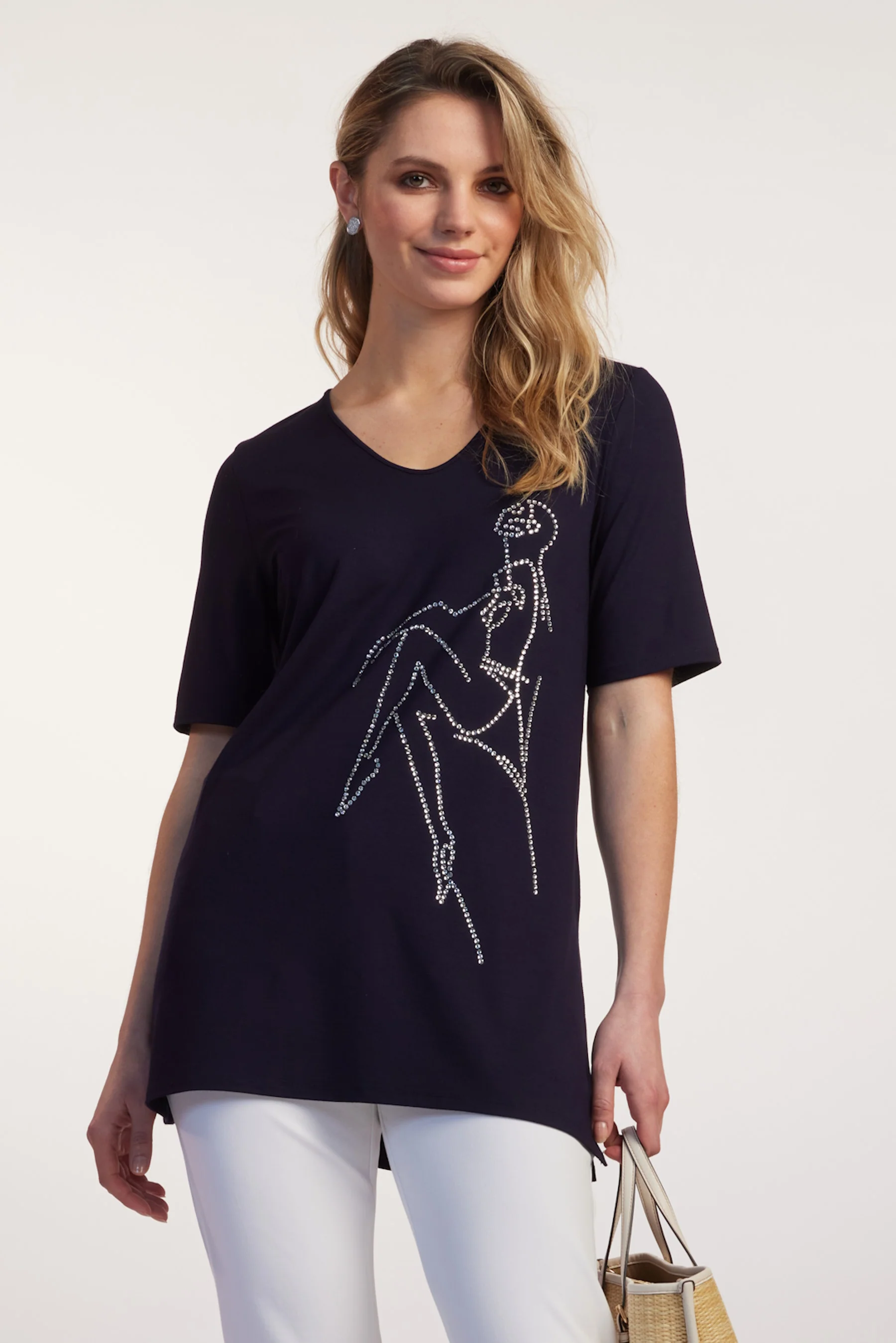 Paula Ryan Scoop V Bling Top - White