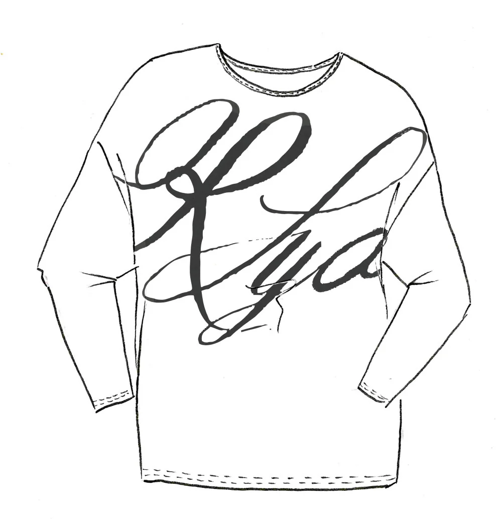 Paula Ryan Script Print Boat Neck Top - Navy - Image 5