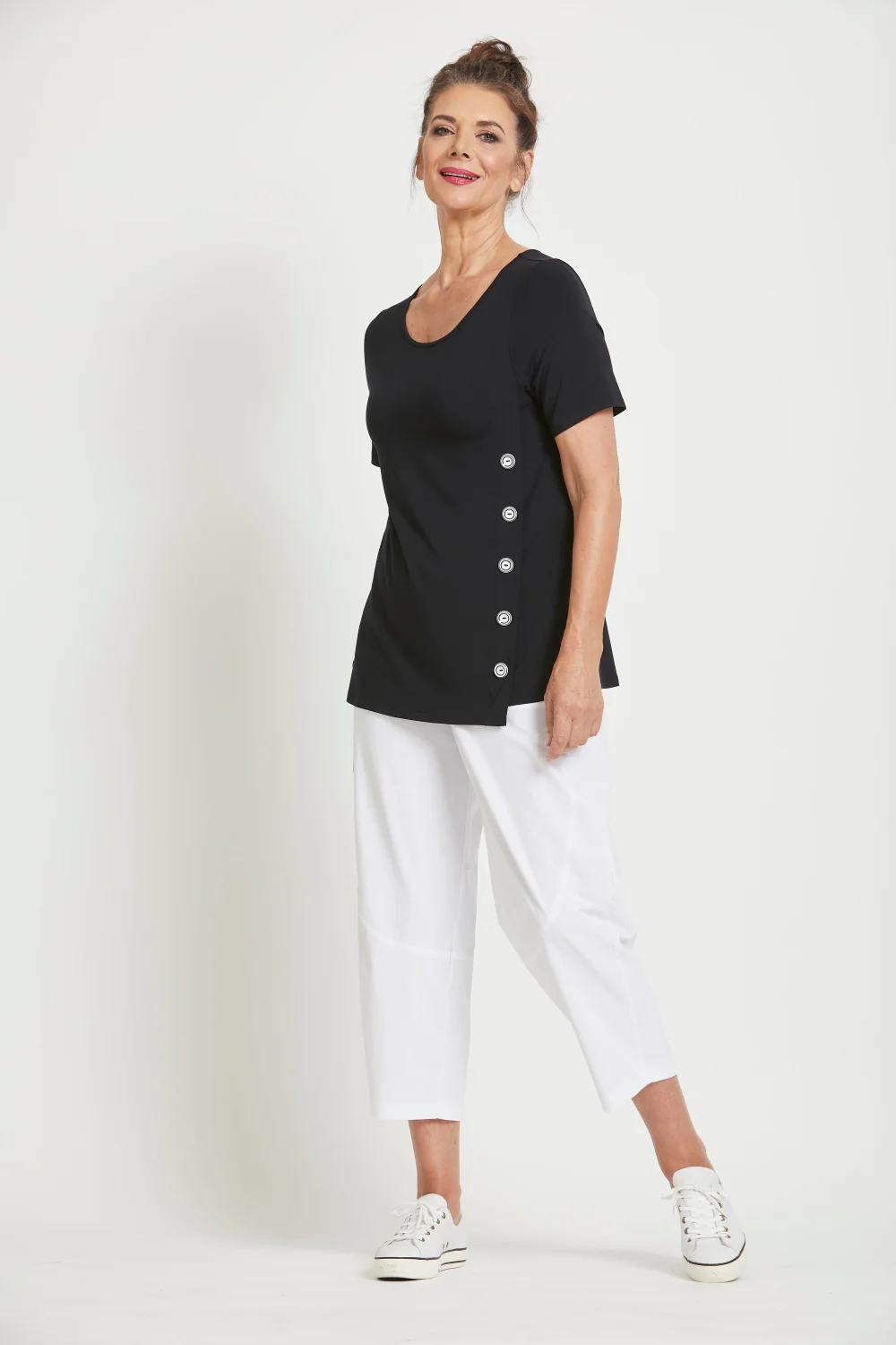 Paula Ryan Side Button Short Sleeve Top - Image 2