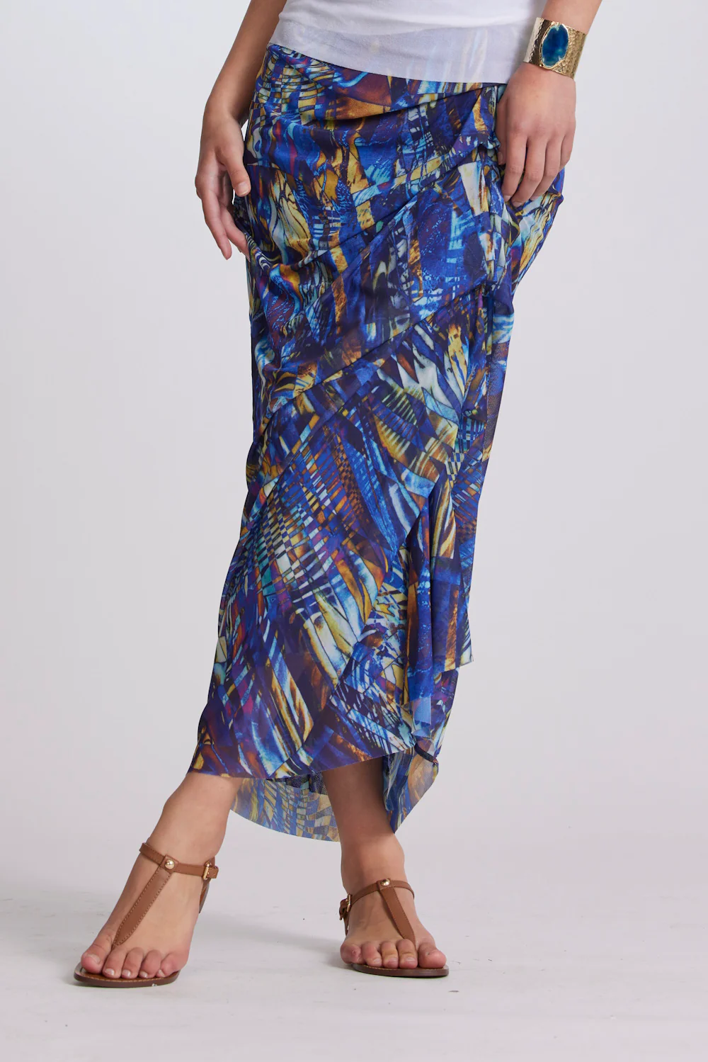 Paula Ryan Side Tuck Skirt - Mosaic Print