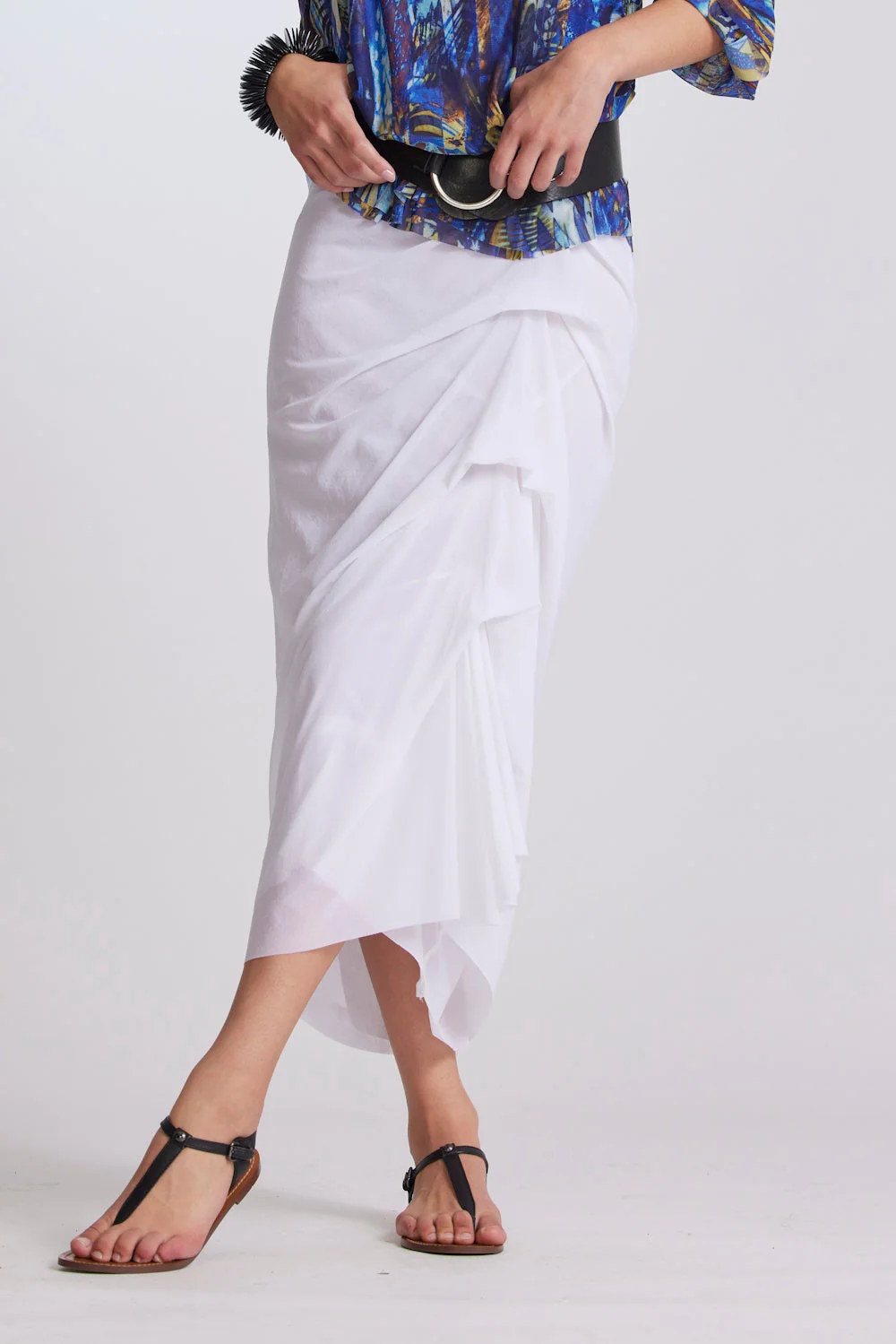 Paula Ryan Side Tuck Stretch Mesh Skirt - Black....