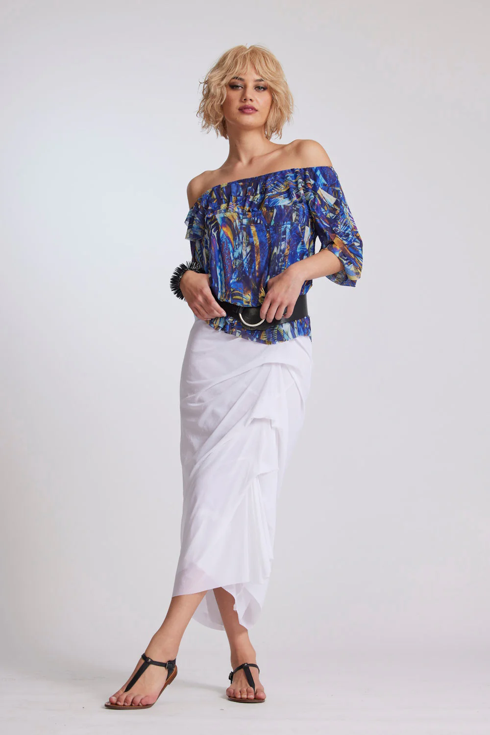 Paula Ryan Side Tuck Stretch Mesh Skirt - Black.... - Image 2
