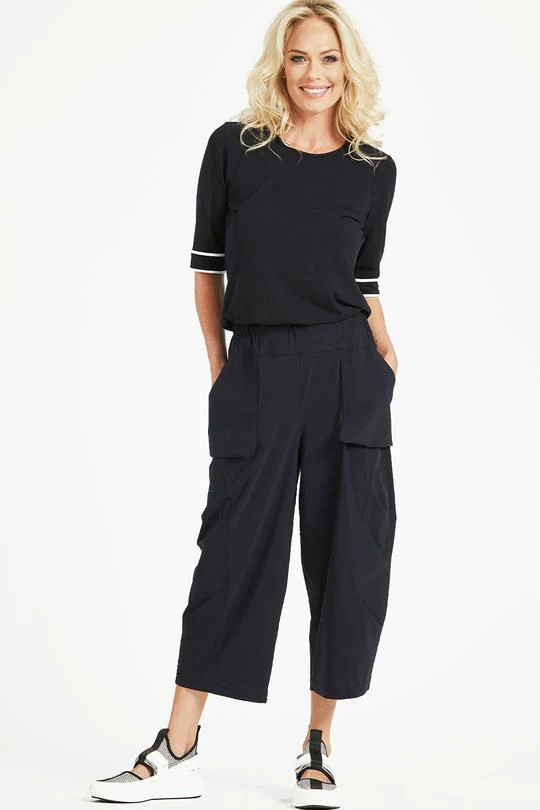 Paula Ryan Slim Fit Half Sleeve Crew Neck In Navy - Image 2
