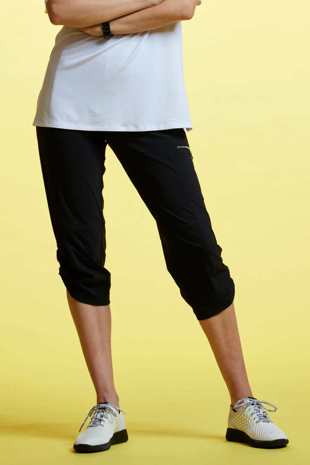 Paula Ryan Slouch Waist Clam Digger Capri-Black