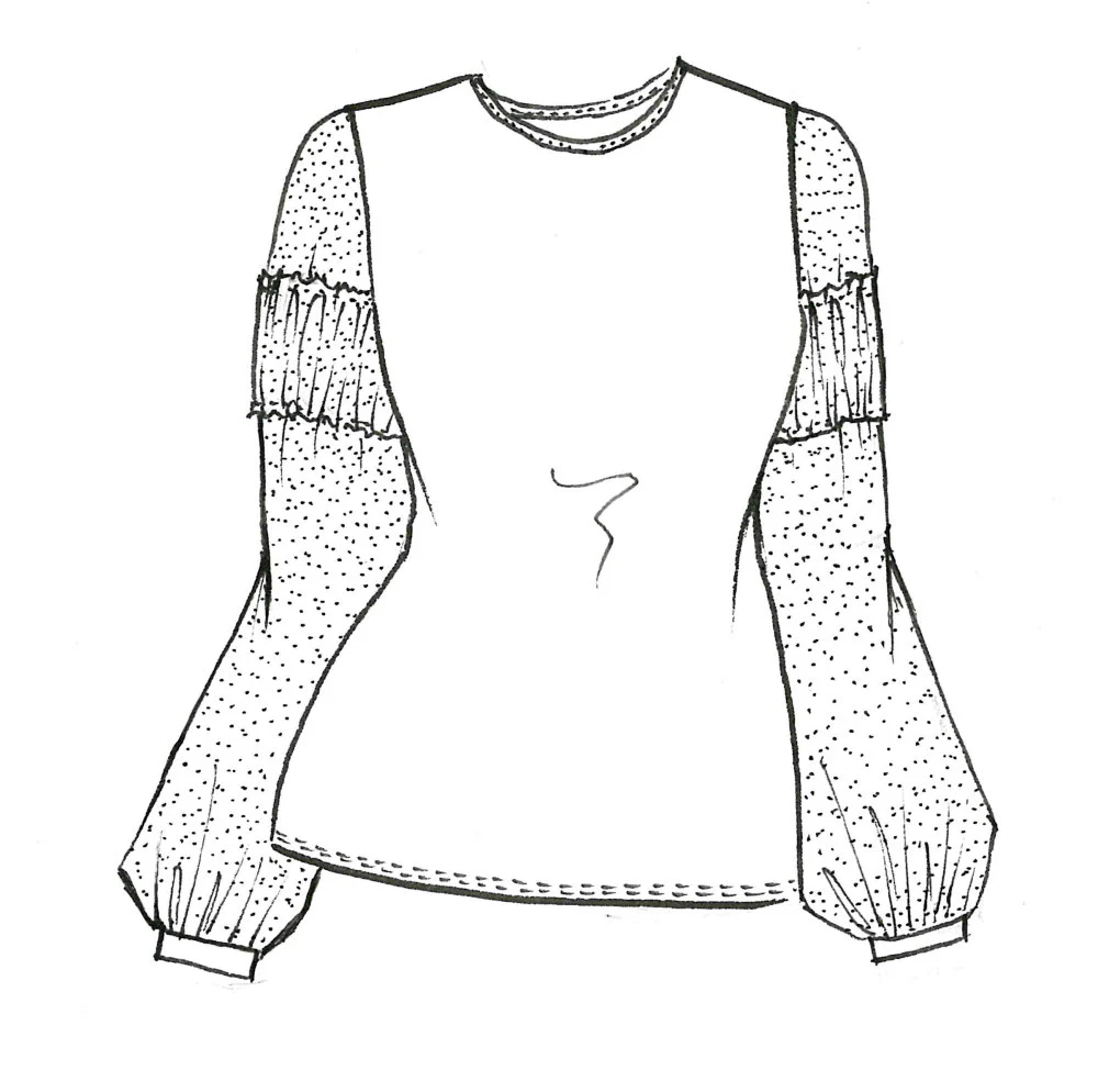 Paula Ryan Soft Sleeve Crew Neck Top - Black