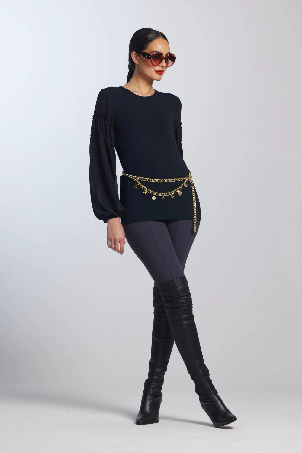 Paula Ryan Soft Sleeve Merino Body Turtleneck Top - Image 10