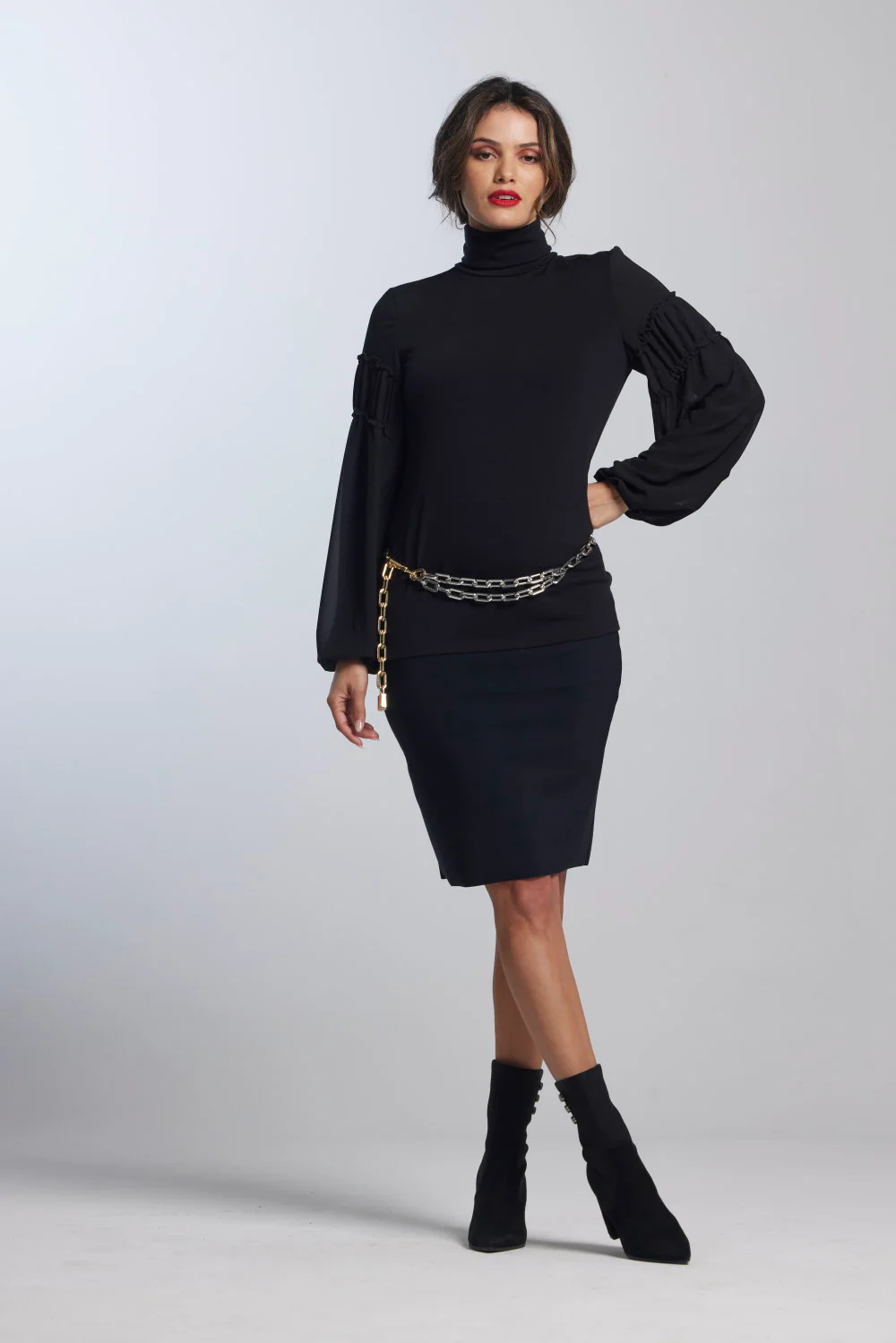 Paula Ryan Soft Sleeve Merino Body Turtleneck Top - Image 12