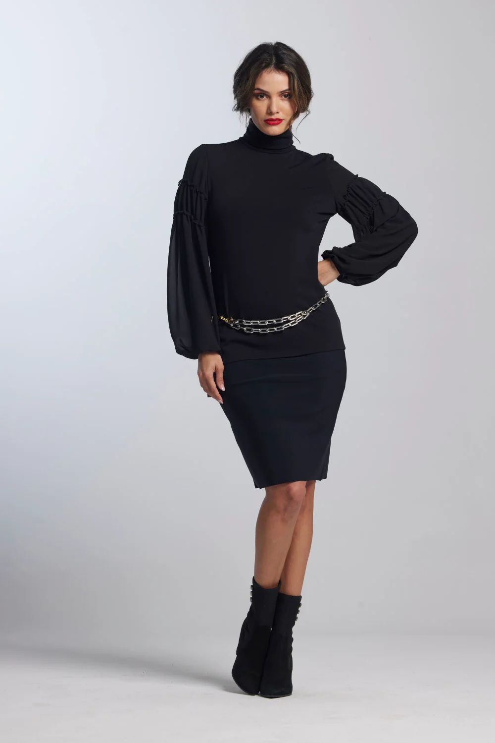 Paula Ryan Soft Sleeve Merino Body Turtleneck Top - Image 14