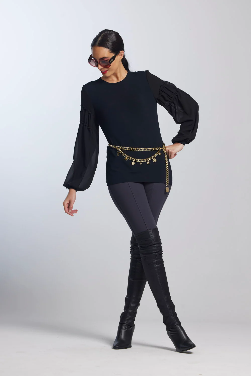 Paula Ryan Soft Sleeve Merino Body Turtleneck Top - Image 5