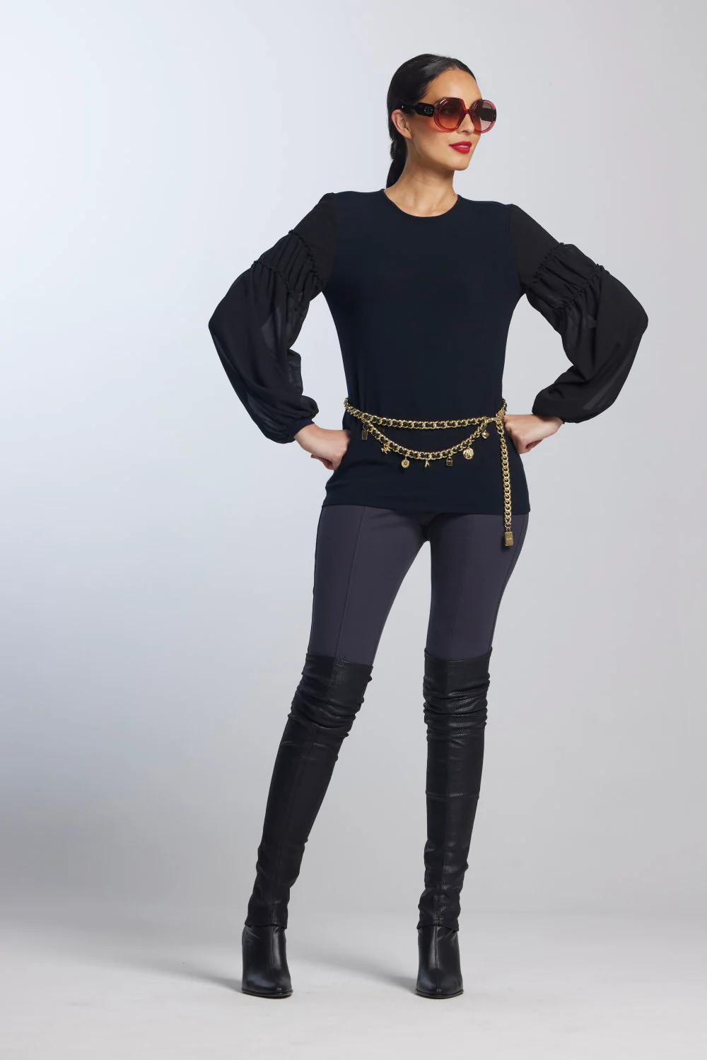 Paula Ryan Soft Sleeve Merino Body Turtleneck Top - Image 6