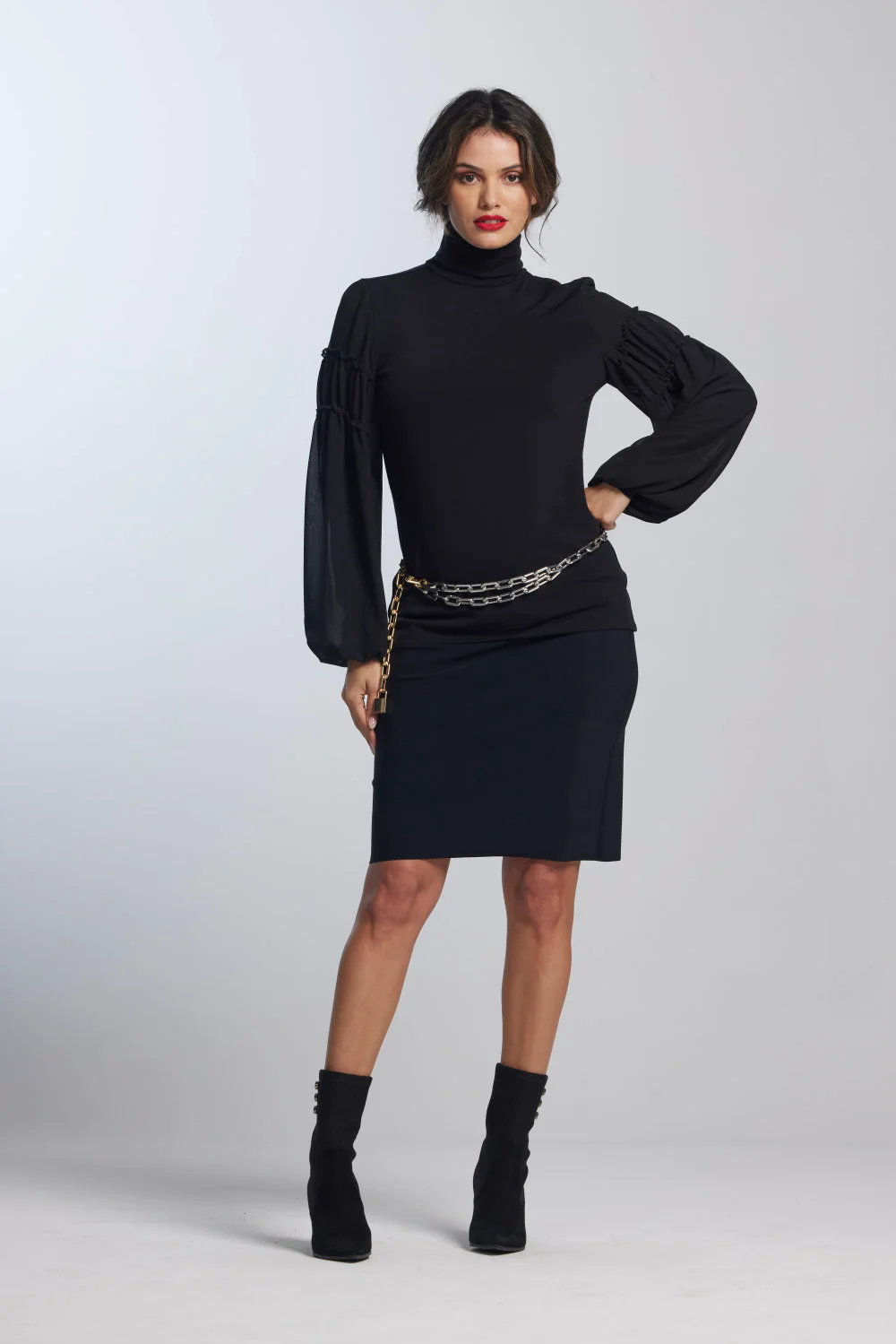 Paula Ryan Soft Sleeve Merino Body Turtleneck Top - Image 8