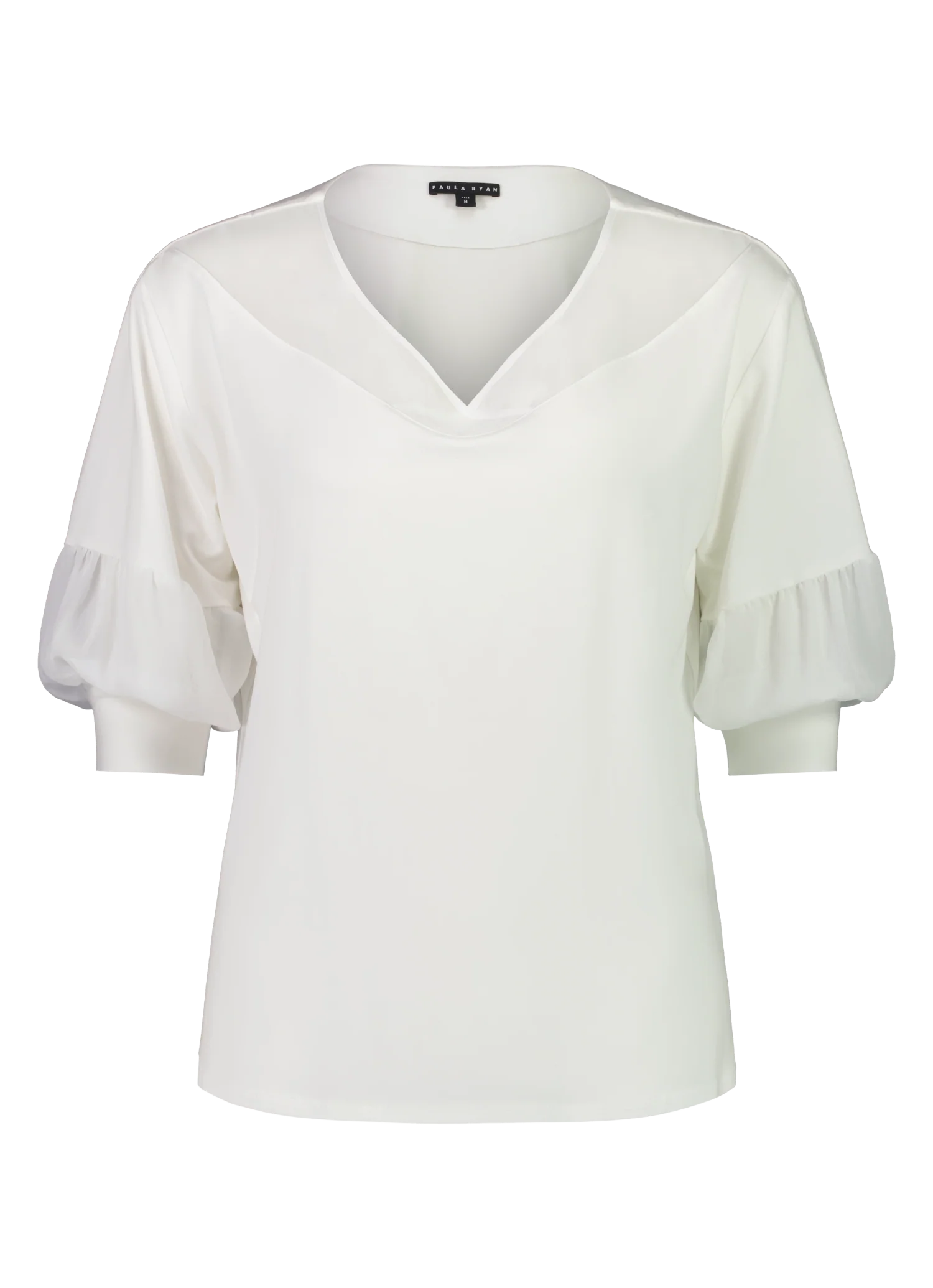Paula Ryan Soft Wrap V Chiffon Top - White - Image 4