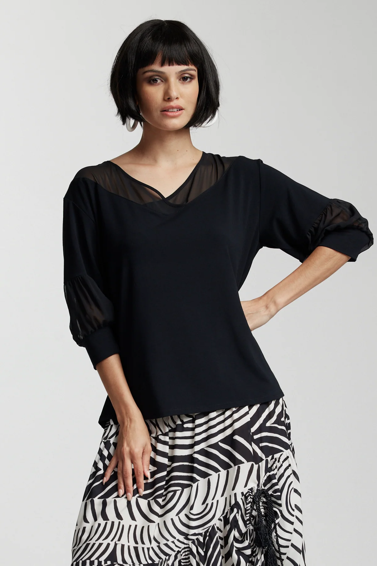 Paula Ryan Soft Wrap V Chiffon Top - White - Image 6