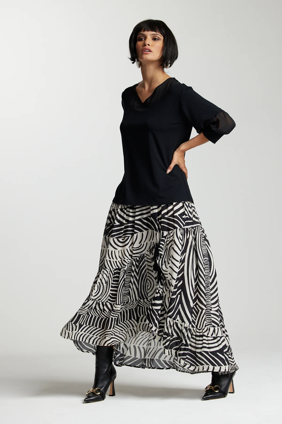 Paula Ryan Soft Wrap V Chiffon Top - White - Image 7
