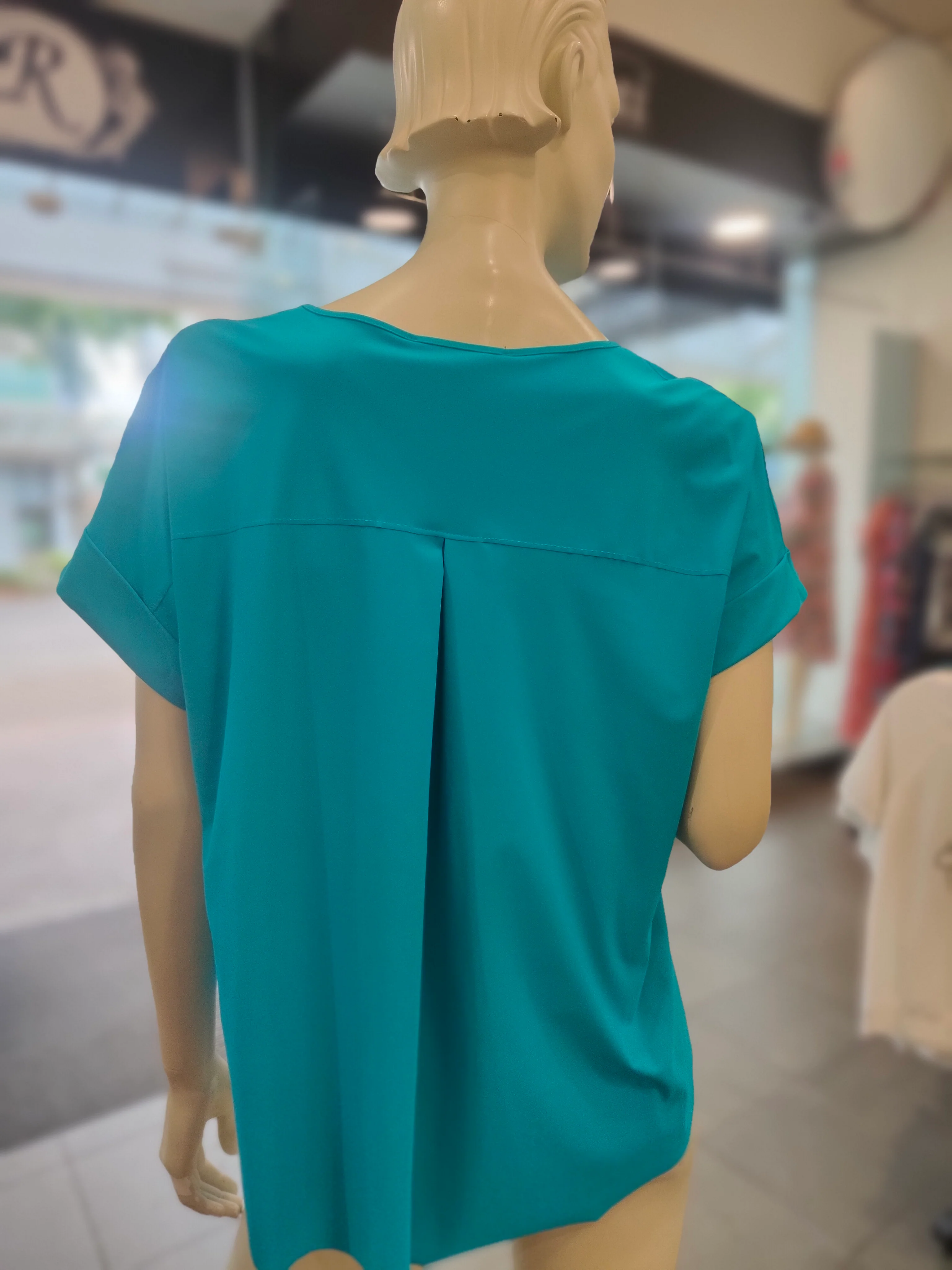 Paula Ryan Stepped Front Cuffed Sleeve Top  - Capri - Image 4