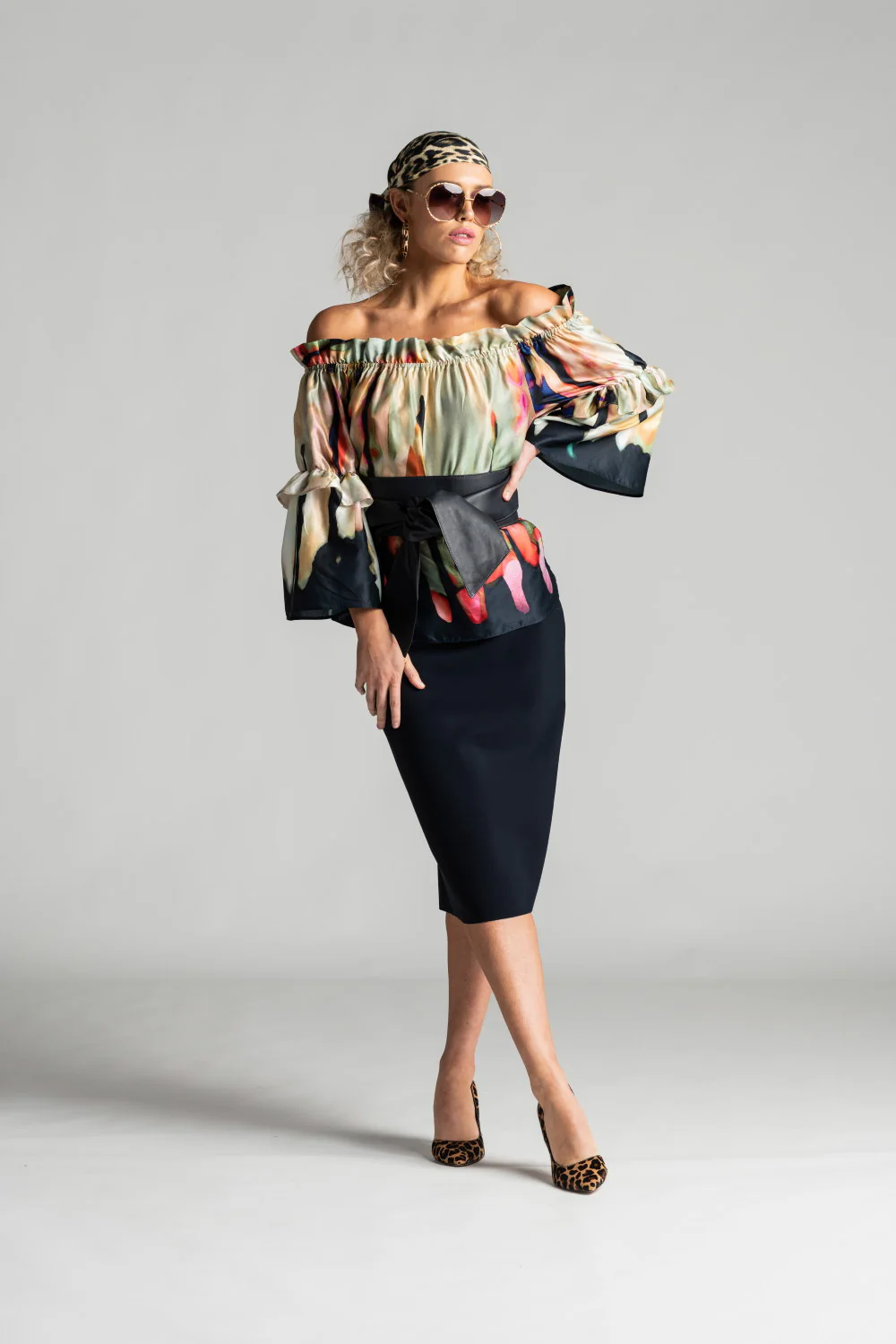 Paula Ryan Stretch Pencil Skirt - Navy