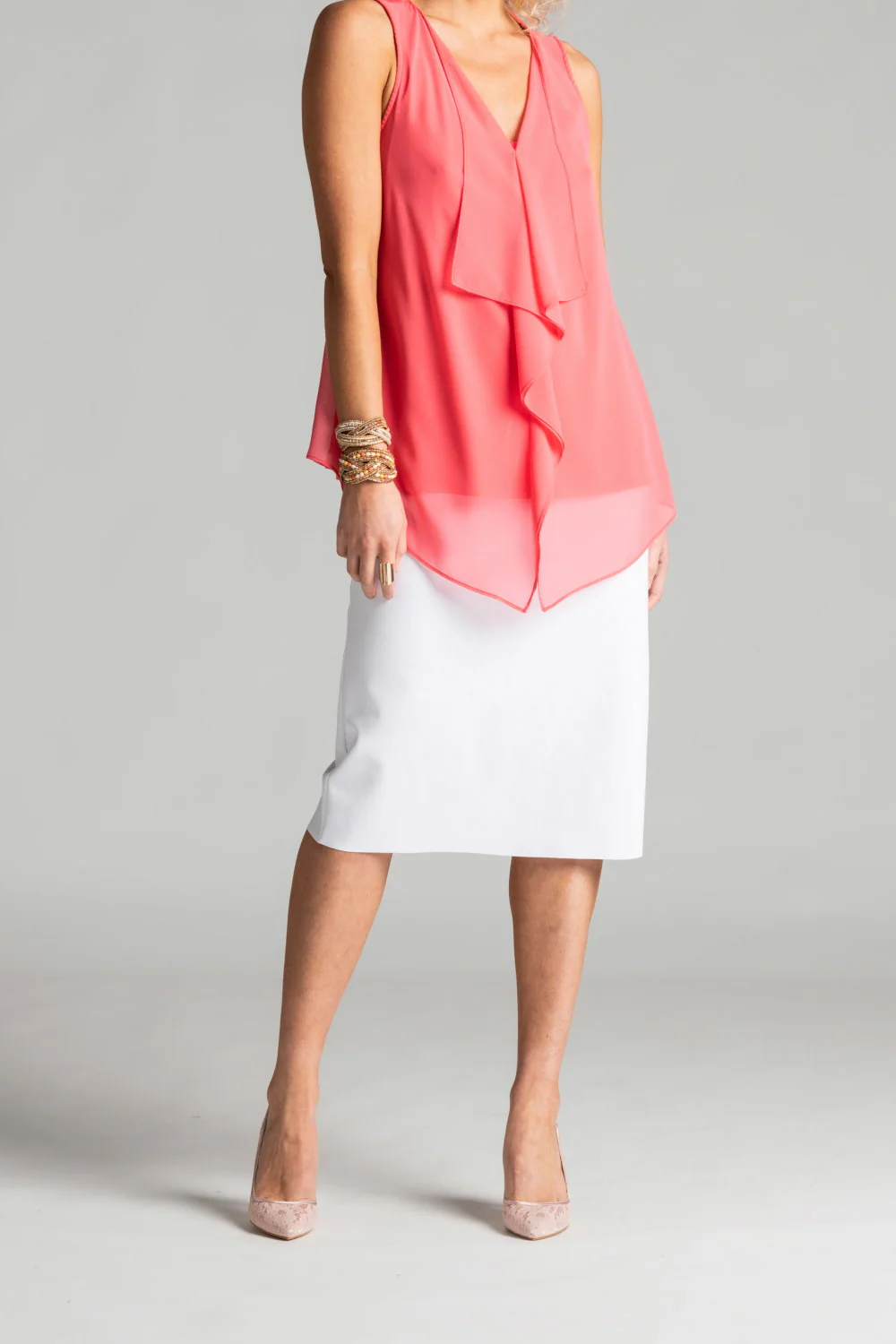 Paula Ryan Stretch Pencil Skirt - White